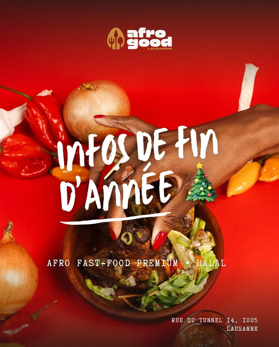 Horaires des f&ecirc;tes 🎄
Nous serons ferm&eacute;s le 24 &amp; 25 d&eacute;cembre, puis du 29 d&eacute;cembre au 05 janvier inclus.
On se retrouve le samedi 06 janvier avec deux nouveaut&eacute;s : livraison via Uber Eats et commandes &agrave; l&r