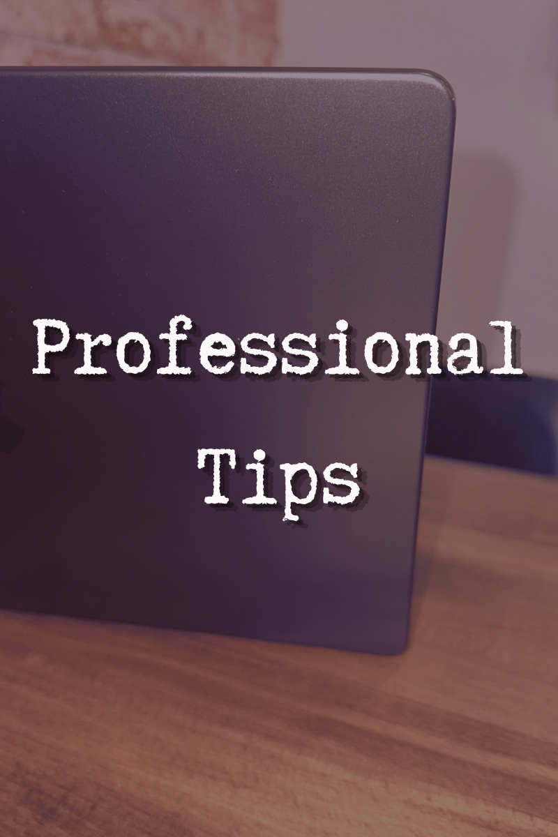 A laptop on a table with a text overlay.