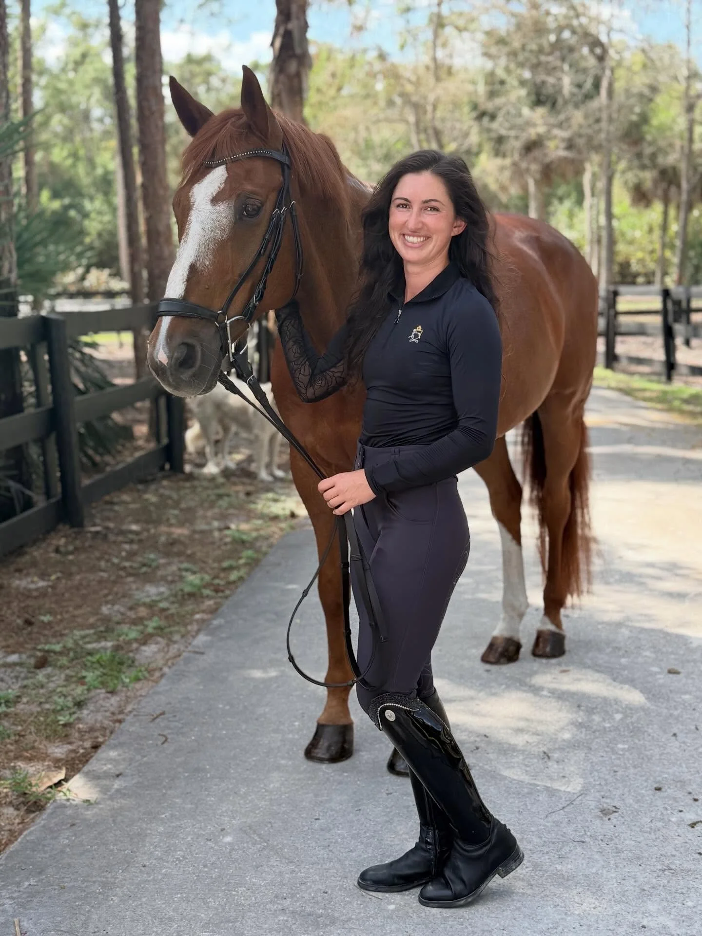 All smiles with Dressage Queen Dream!

Living every day in these high rise breeches and UV sun shirts from DQD. Beautiful lace design that doesn&rsquo;t pill or rip through the wash, breathable and cool even in this Florida heat!
Soft, stretchy, brea