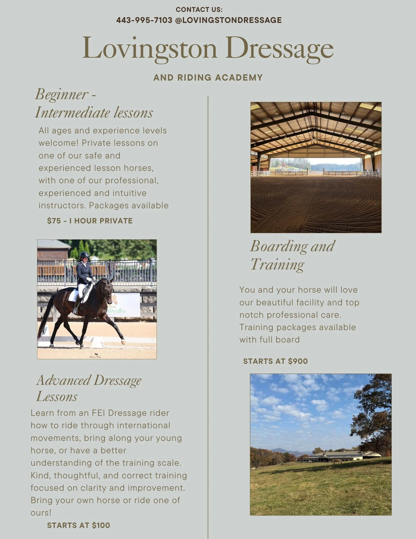 We are so happy to be home from our wonderful season in Florida!
Excited to welcome everyone back to our home in Dahlonega with some new faces and some limited openings in our lesson program and a few stalls available for board and training. Come rid