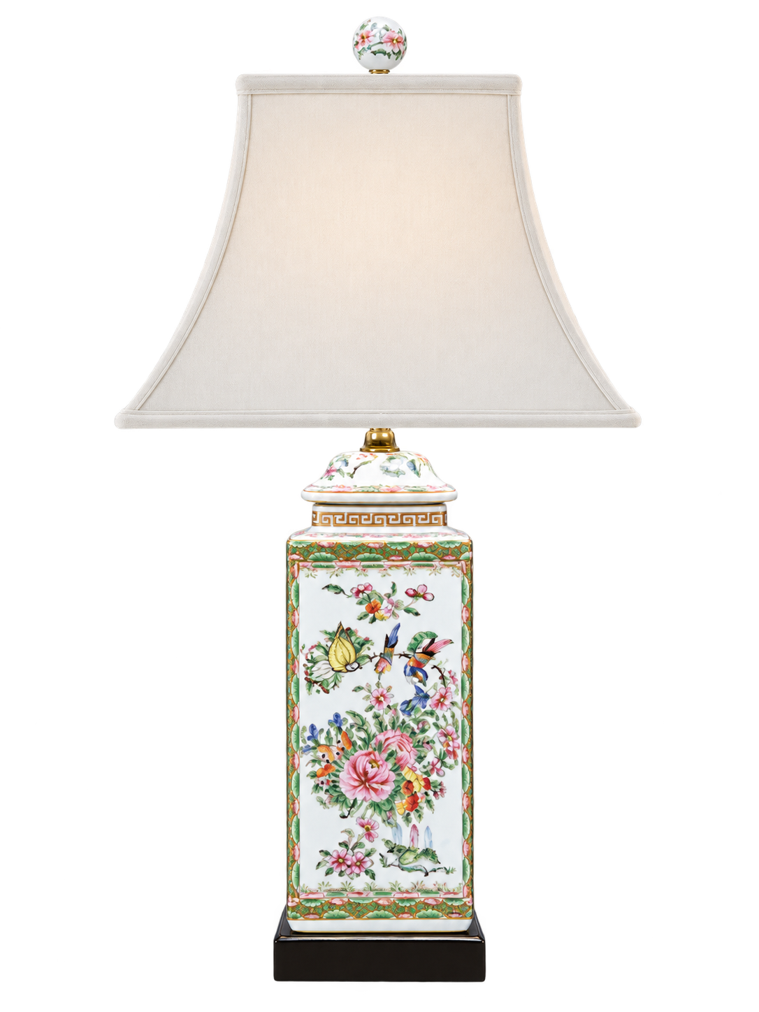 Rose Medallion Square Jar Lamp