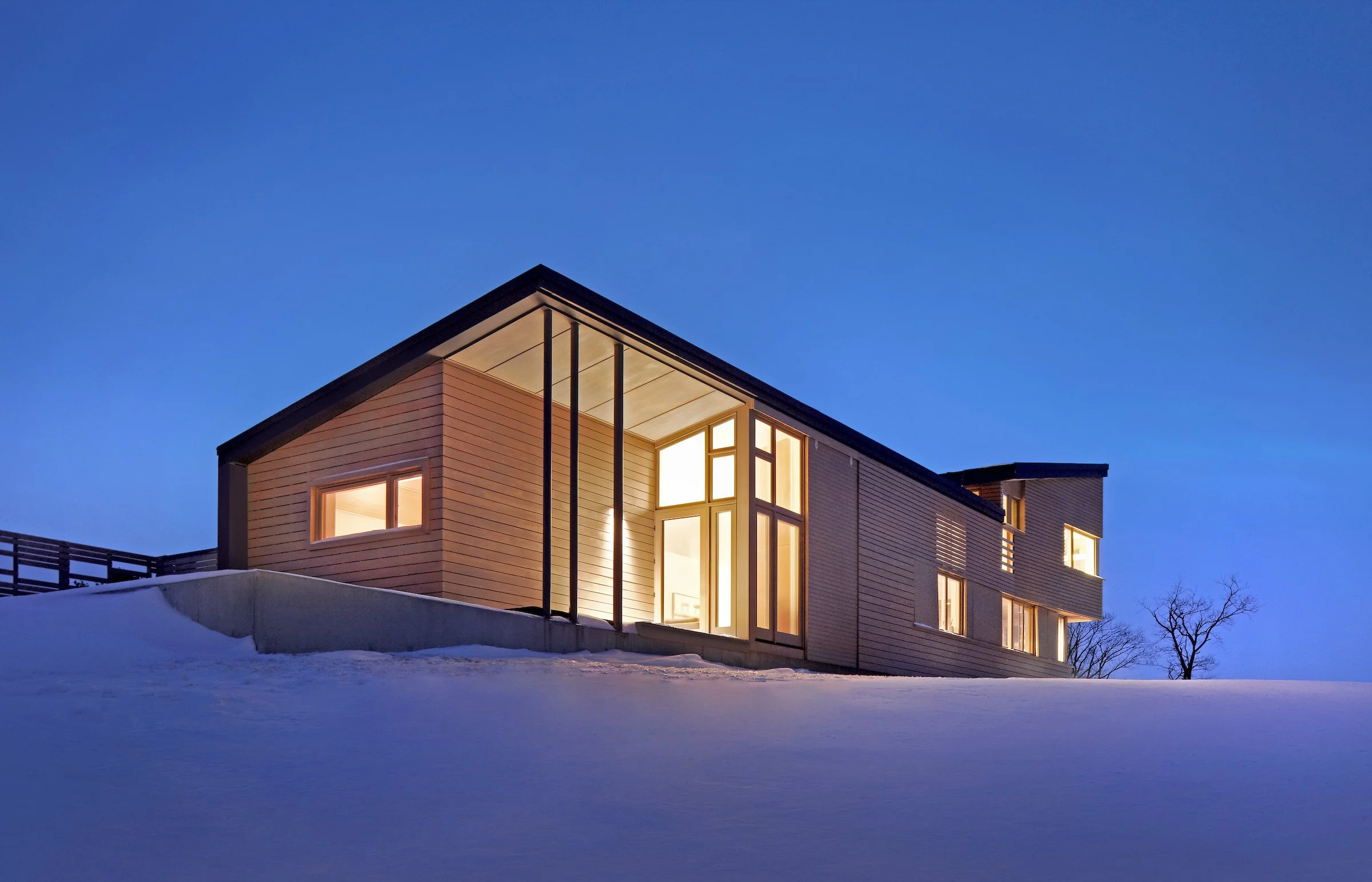 hillsdale house at dusk from driveway.jpg