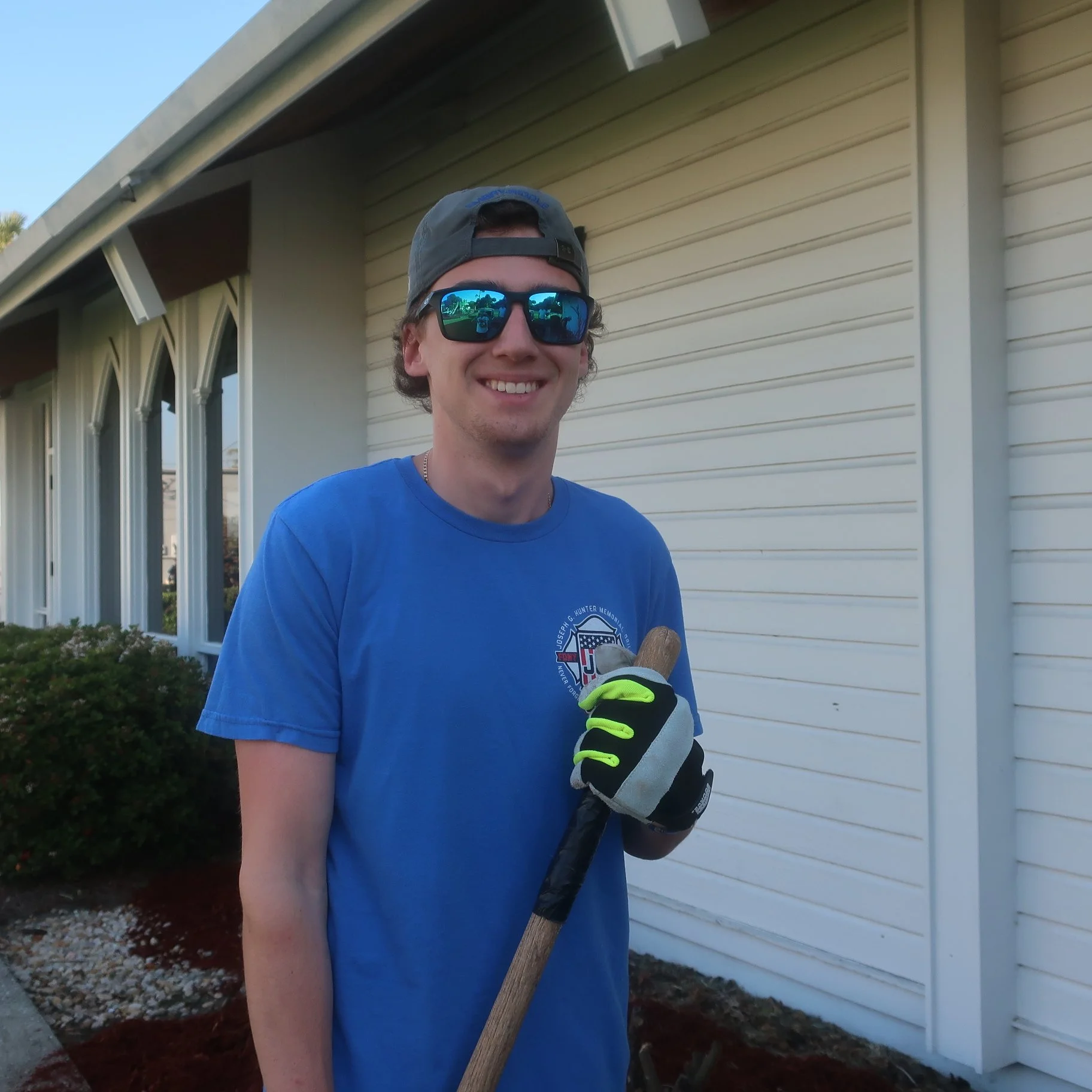 Everyone had mulch fun Saturday, March 28, at Grace Church as part of spiffing up the church campus in time for Easter.