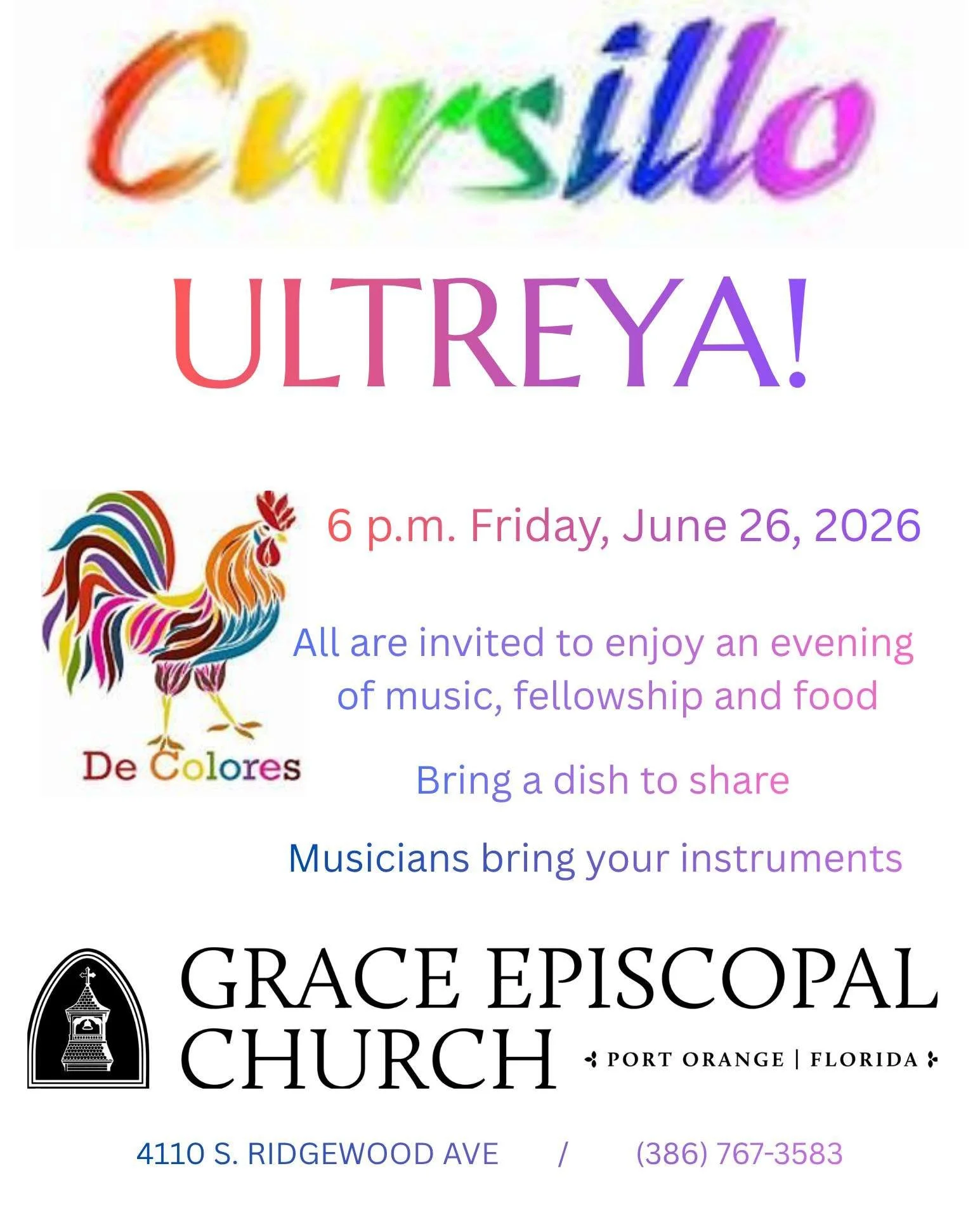 ULTREYA! It means onward and will provide a fun time to help you grow in your relationship with God!

#portorangechurch #daytonaareachurch #episcopalchurch