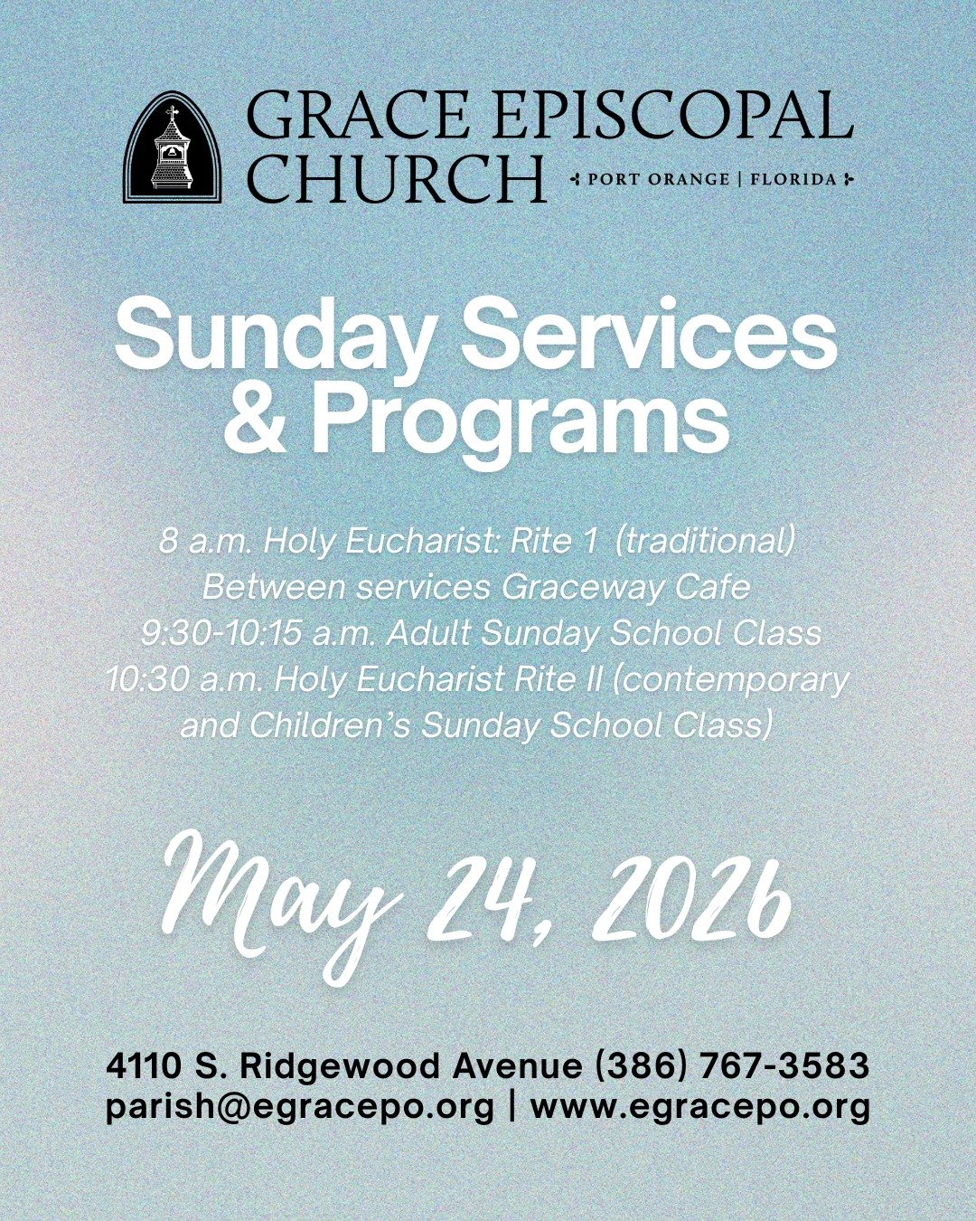 Join us at the "Church of Open Arms" this Sunday!

#portorangechurch #daytonaareachurch #episcopalchurch