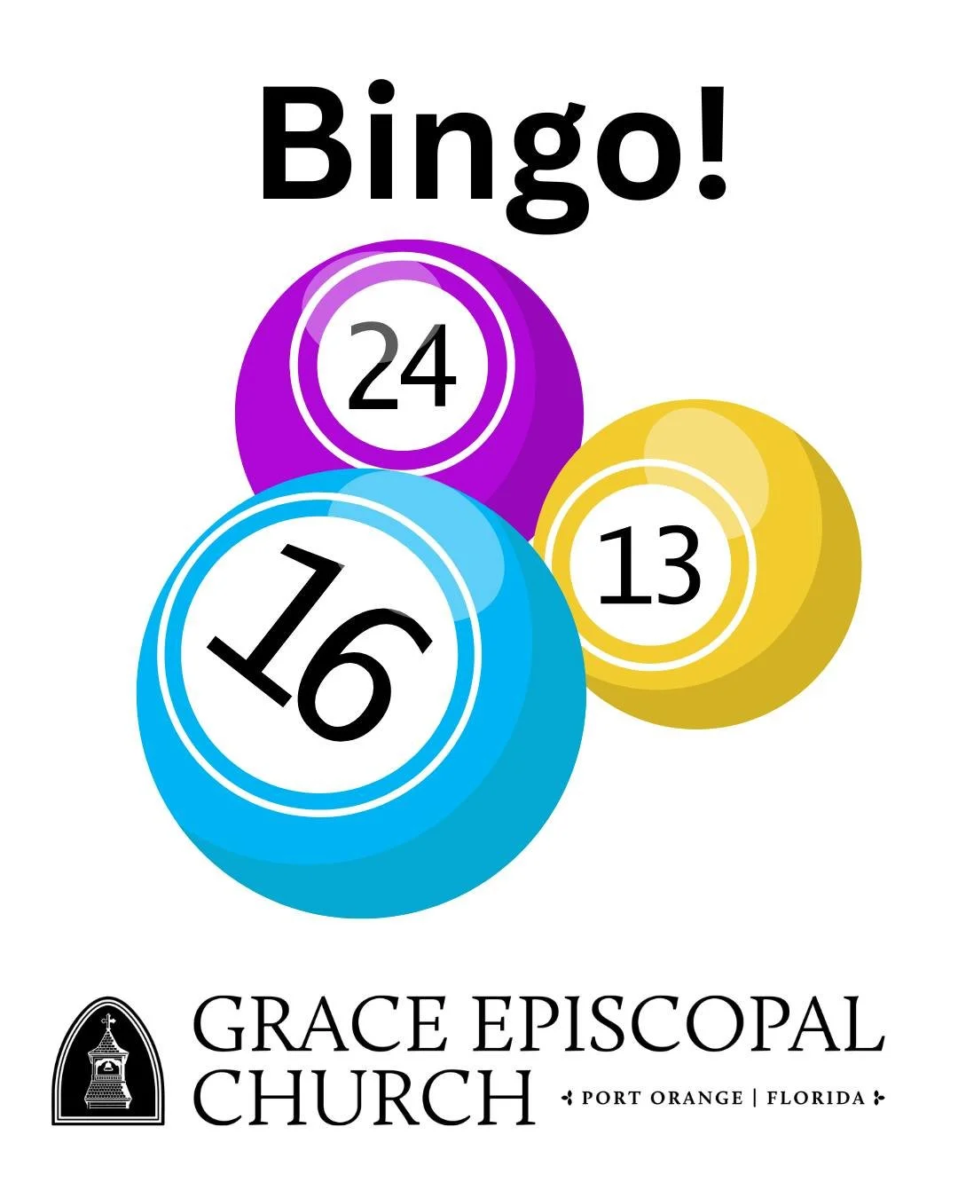 EPISCOPAL CHURCH WOMEN BINGO: Blessed Bingo will be at 11 a.m. Saturday, May 30, in Goddard Hall. Invite friends and neighbors for a fun morning of fellowship. (Not a fundraiser.) Bingo cards are $1 each or six for $5. Bring your own drink or snack; 