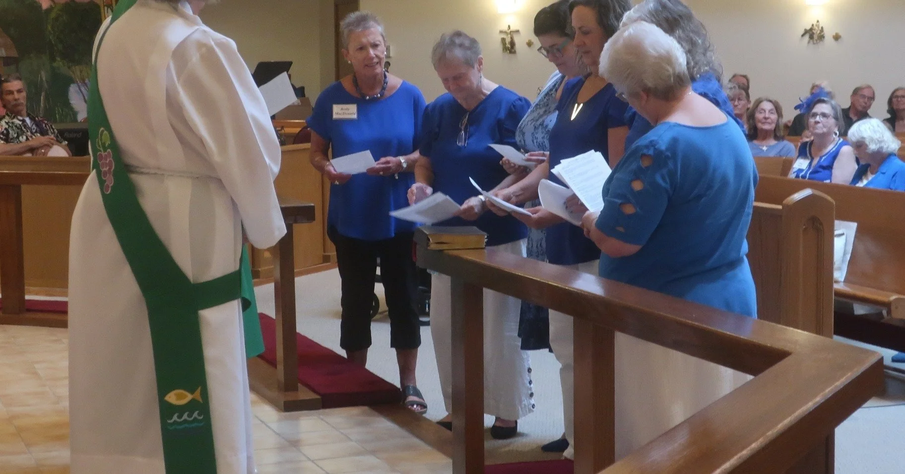 Cyndi Hoekstra, Kathy Keller, Tiffane Rainpower and Ann Zerbach were inducted into St. Monicas Chapter of Daughters of the King at Grace Episcopal Church on Sunday, June 7.