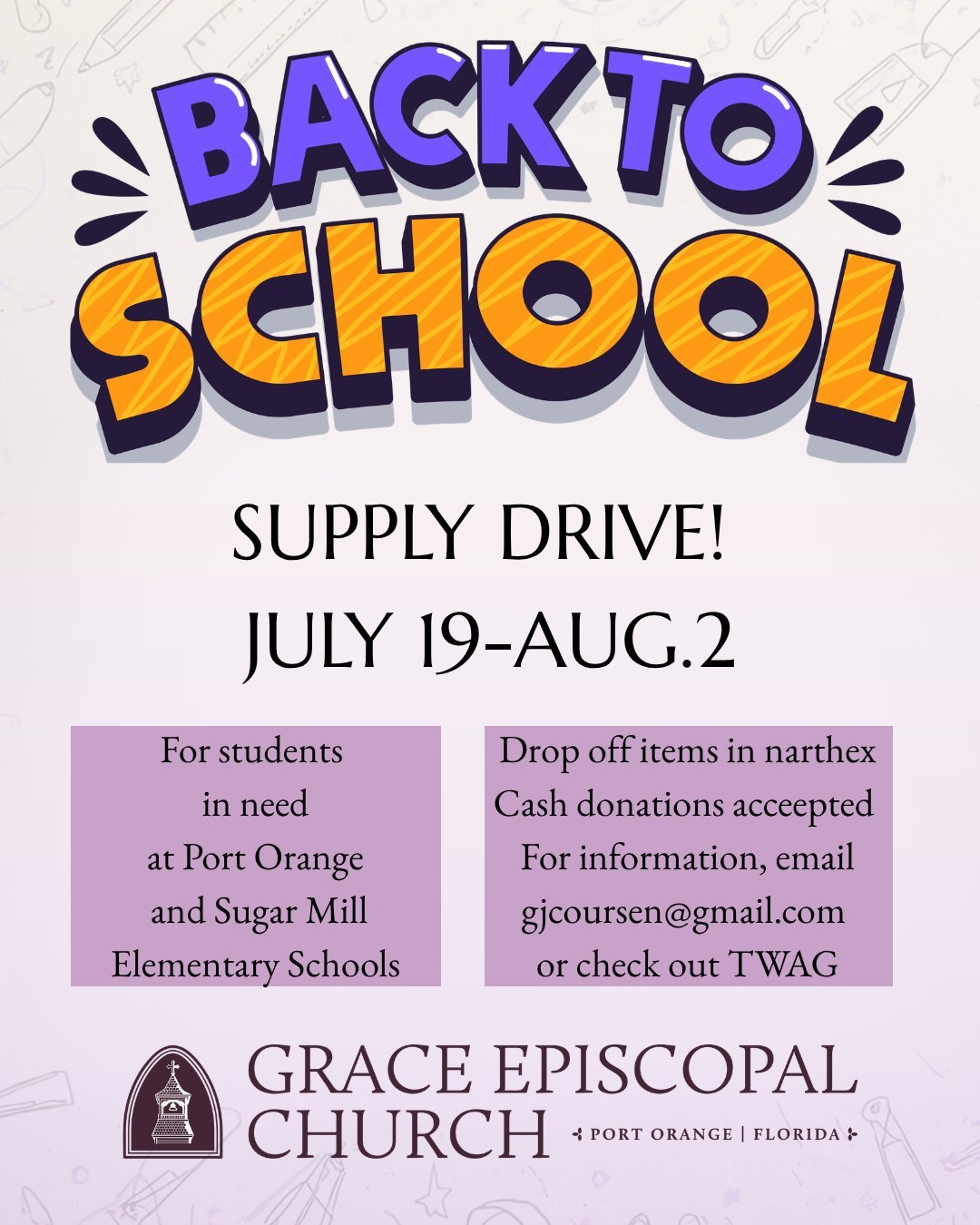 Hey, you can support a good cause and save some bucks doing it with tax-free days. Here's more info. Requested items: Copy Paper; Pencils (sharpened if possible); Colored Pencils; Large Poster Boards; Skinny Expo Markers; Glue Sticks; Headphones (As 