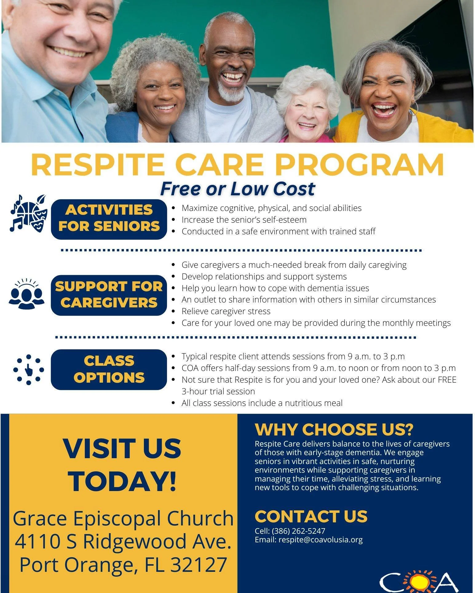 For volunteer opportunities to assist with this or any of COA&rsquo;s programs, please call Doren Willett, Community Engagement Liaison, at (386) 253-4700, ext. 239.

#portorangechurch #daytonaareachurch #episcopalchurch #gracechurch