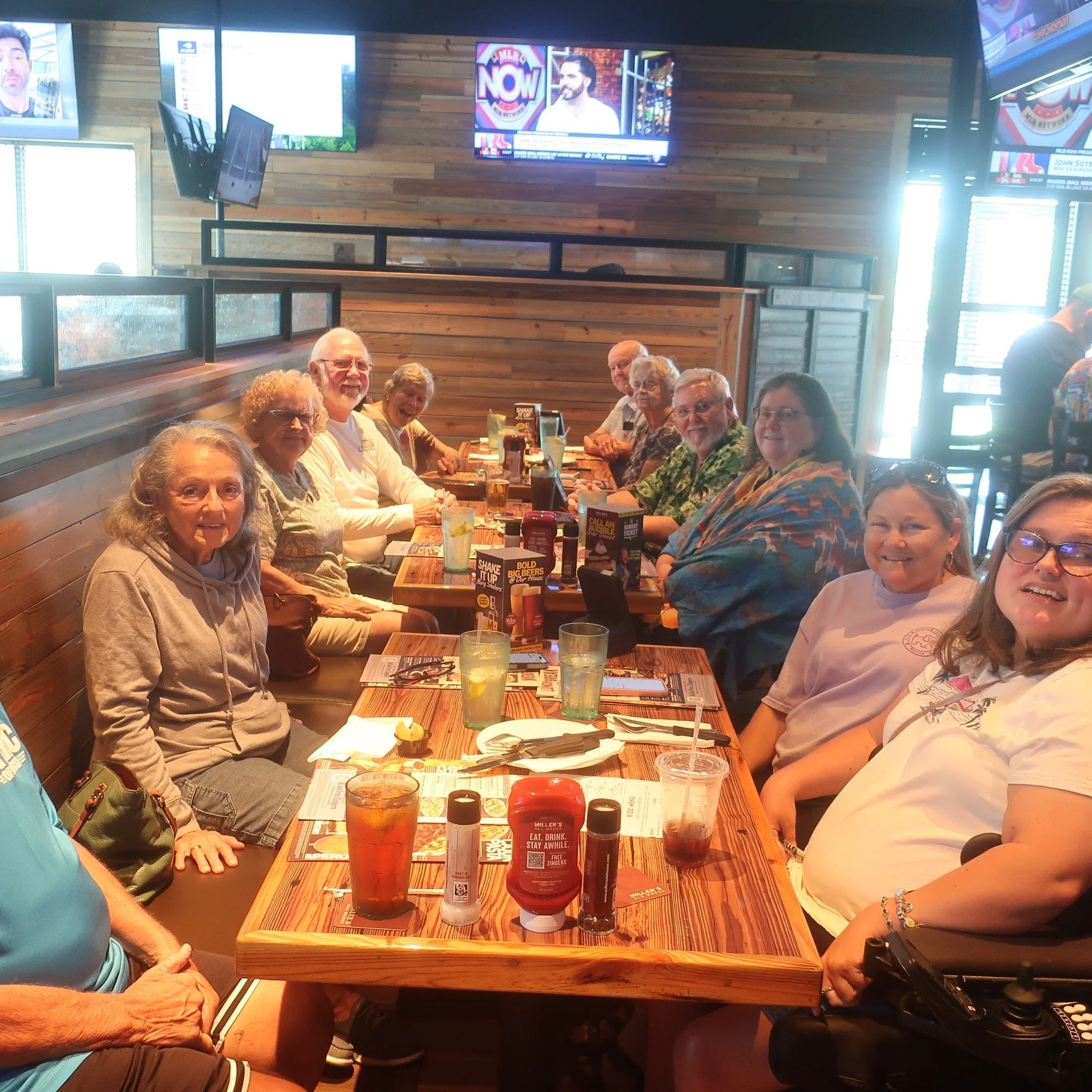 The Lunch Bunch enjoyed a casual get-together Thursday, Aug. 27, at Miller's Ale House in Port Orange. The next lunch bunch will be at noon Thursday, Sept. 24, at Hannah's Family Diner at 968 Reed Canal Road in South Daytona. Sign up in the Narthex.
