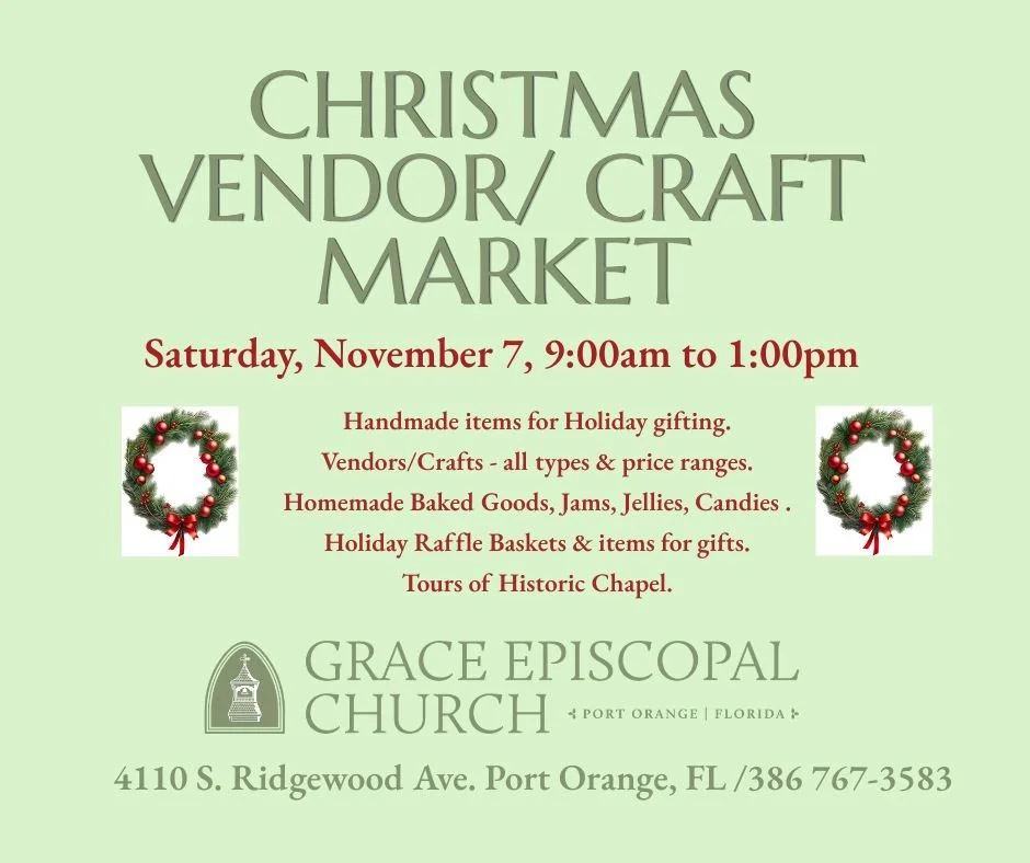 Save the date!
#portorangechurch #gracechurch #daytonaareachurch #episcopalchurch #christmasmarket