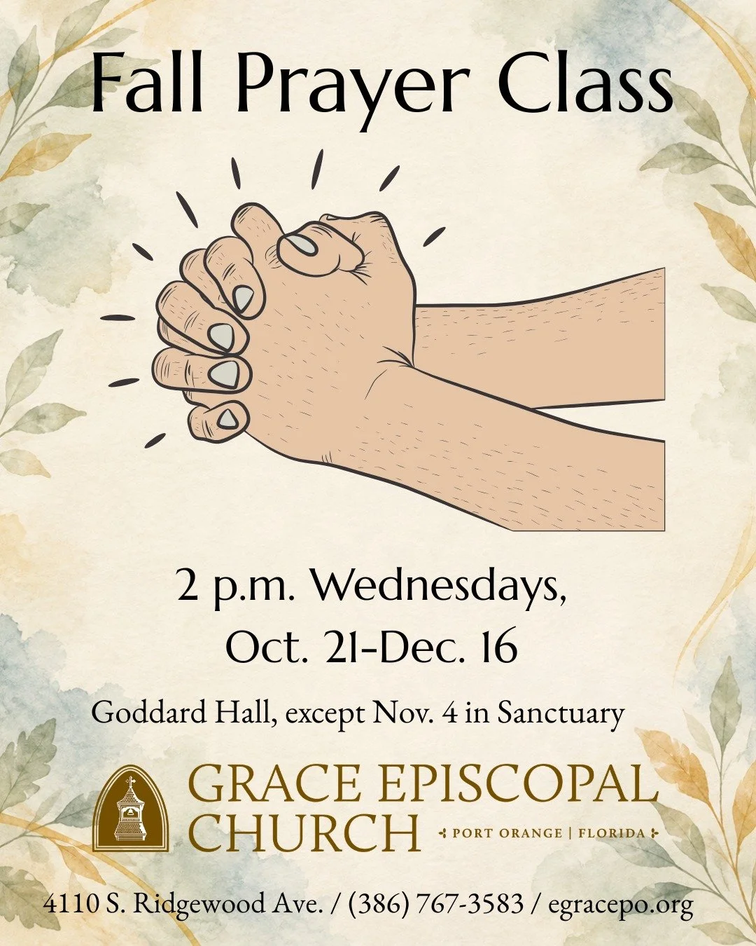 You are invited to join us for a Fall Prayer Class led by Fr. Gary Jackson. We&rsquo;ll explore practical ways to grow in prayer, watch a short video, share our thoughts and discuss. We will pause for Thanksgiving week. We&rsquo;ll be using Pete Grei