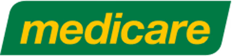 The Medicare logo with yellow text on a green background.