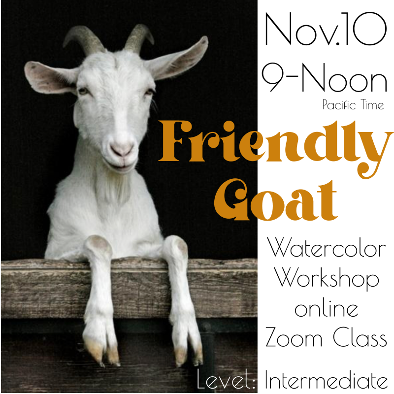 Friendly Goat - Zoom Watercolor Workshop