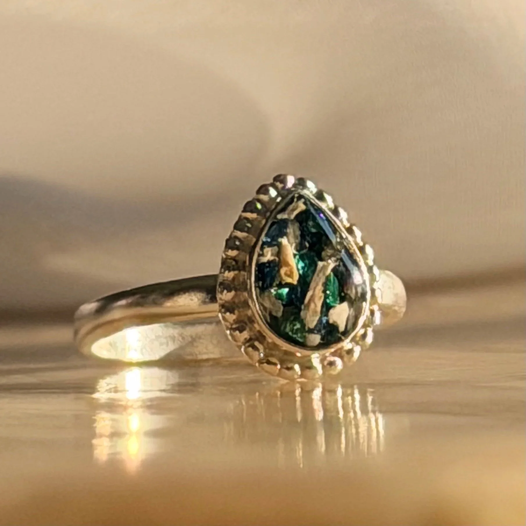Custom Keepsake Memorial Ring with Ashes or Hair