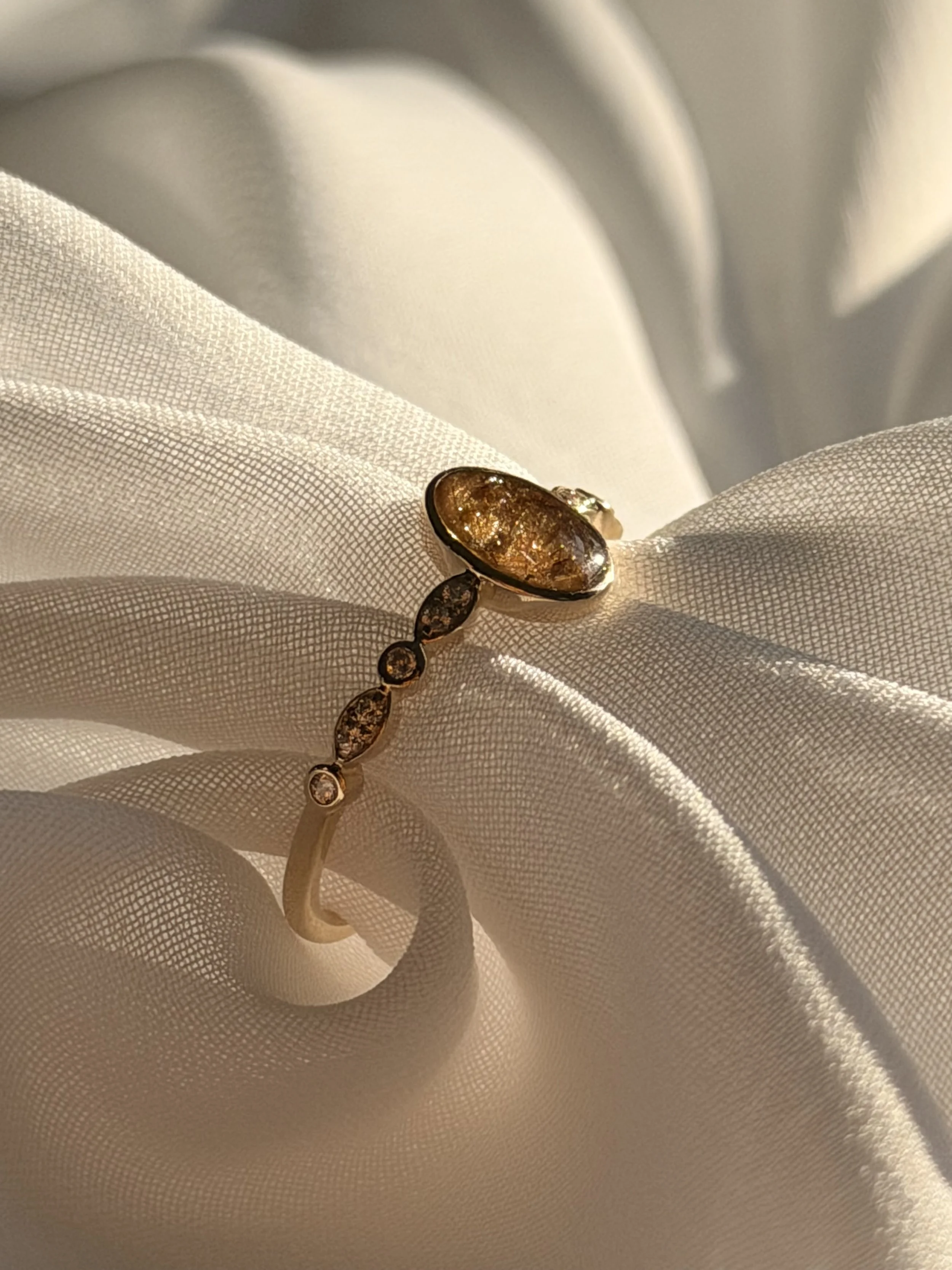 Custom Keepsake Memorial Ring with Ashes or Hair