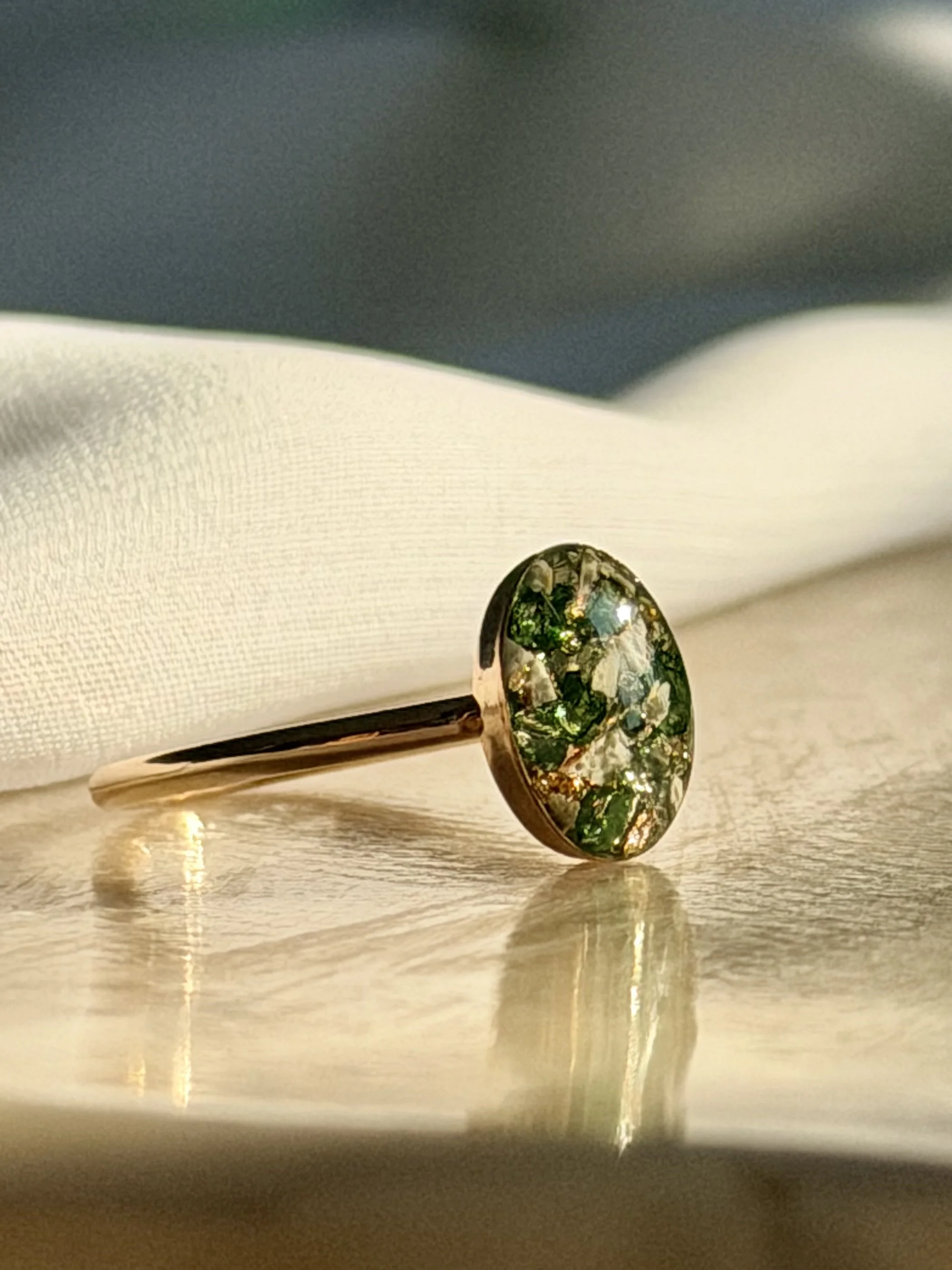 Custom Keepsake Memorial Ring with Ashes or Hair
