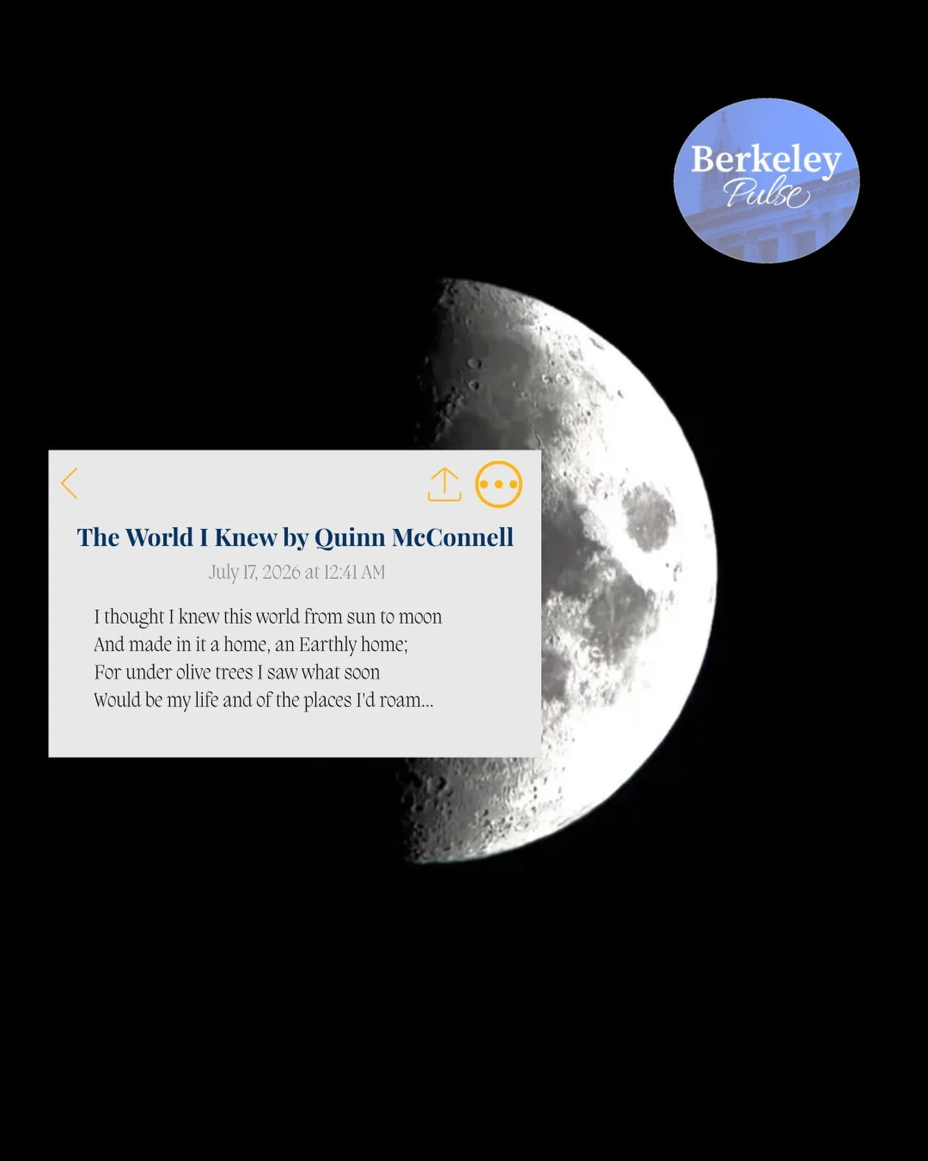 Landscapes were vast before the horizon,
And birds had sung a song of happiness.
In sacred bliss under the timeless sun&hellip;

🔗 Captivated by this poem? Read the rest of it at theberkeleypulse.com!

✍️: Quinn McConnell