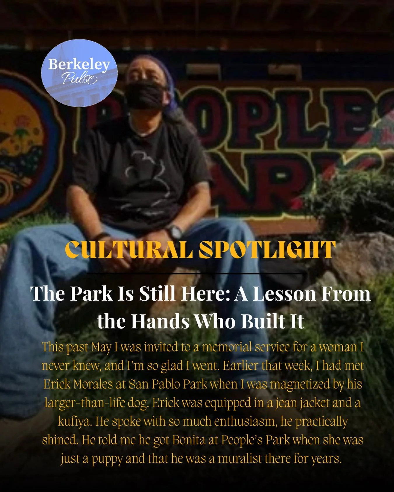 I beamed. 

I had just written an article for Street Spirit on Julia Vinograd&rsquo;s poetic odes to People&rsquo;s Park. I spent many late nights researching the park&rsquo;s creation. I read countless poems about the park&rsquo;s magic. And with a 