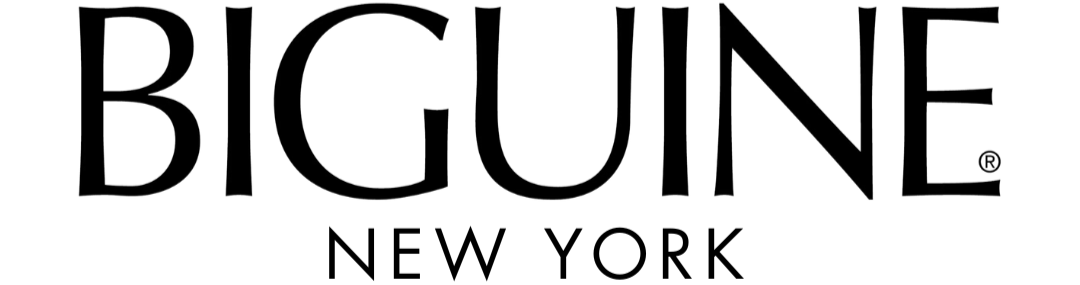 The word "BIGUINE NEW YORK" written in large, black, outlined letters on a white background.