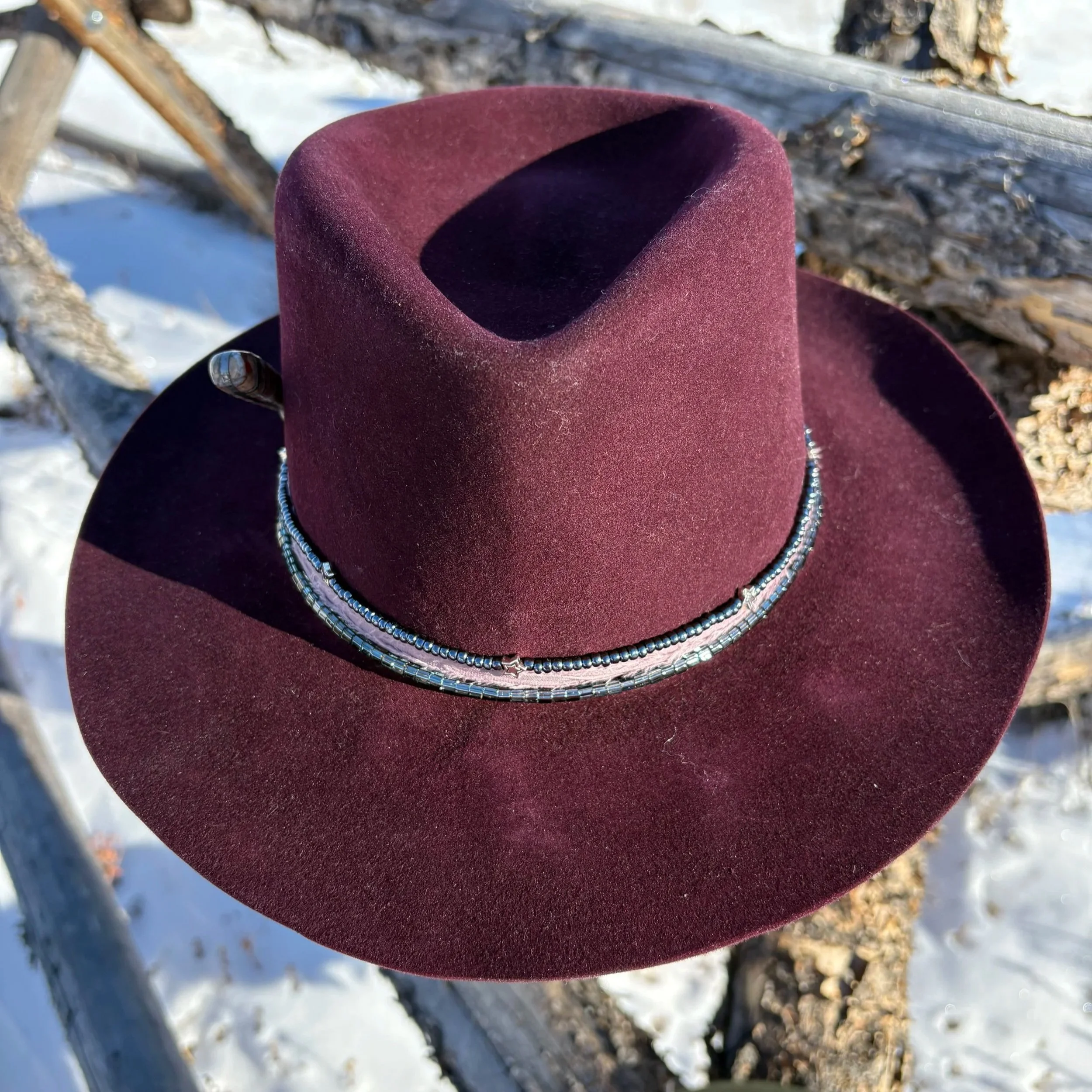 Sexy Velvety Burgandy Western Fedora 100% Nutria- lasts a lifetime!