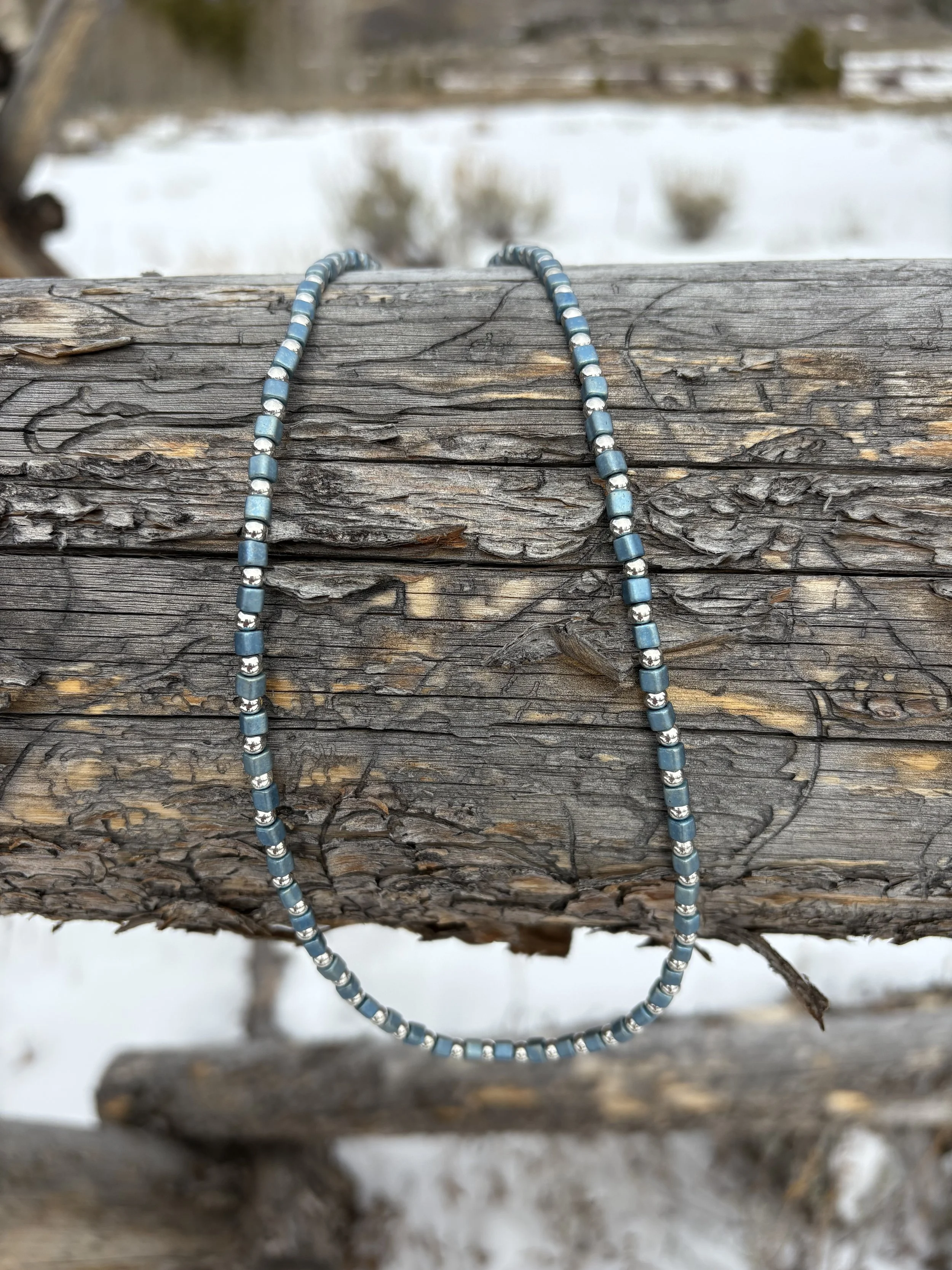 Soft blue squares with silver highlights