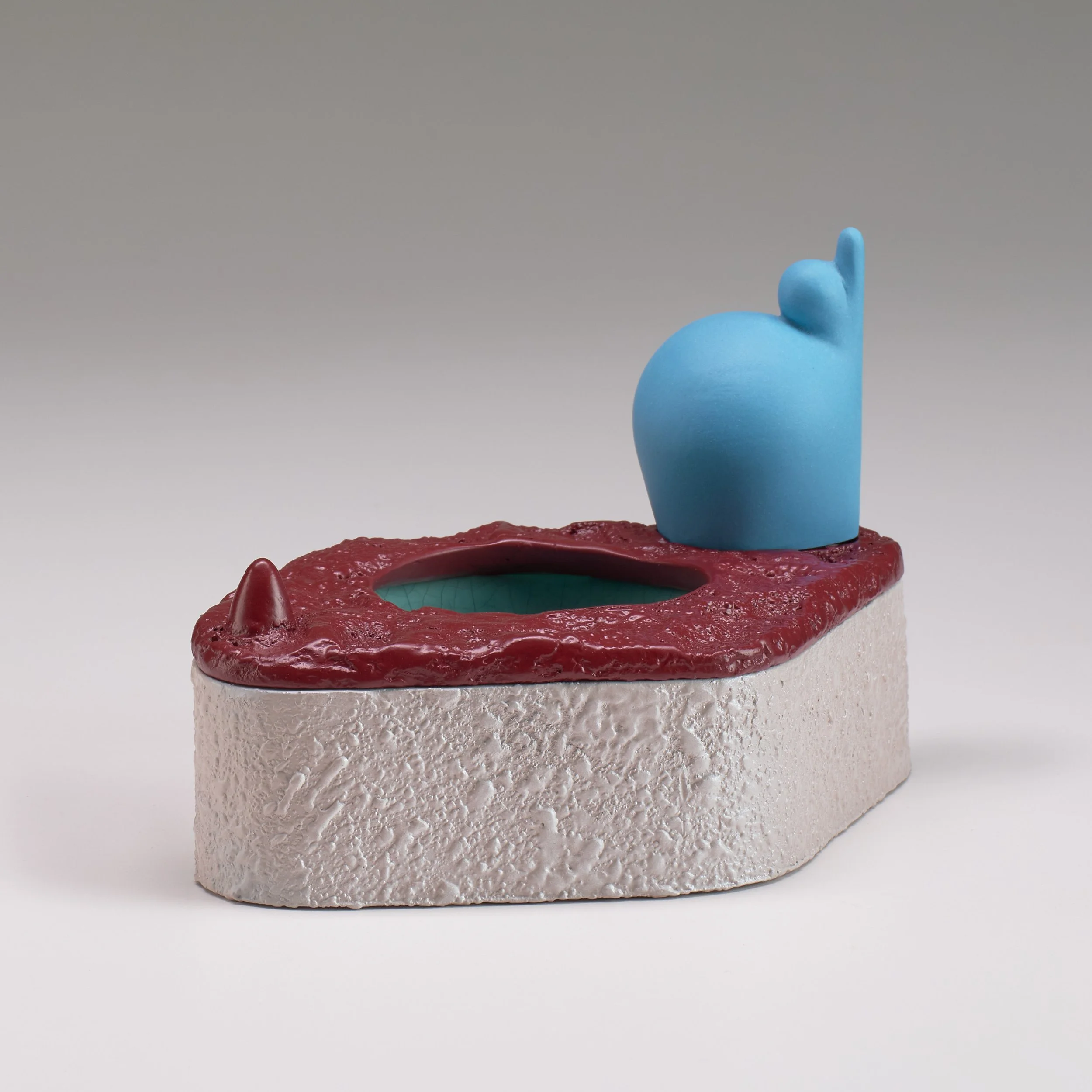 Blue Moon Lagoon, 2025 Ceramic, Porcelain, Glaze, Catalyzed Polyurethane, Epoxy Resin 4 1/4 x 5 1/2 x 4 3/4 in.