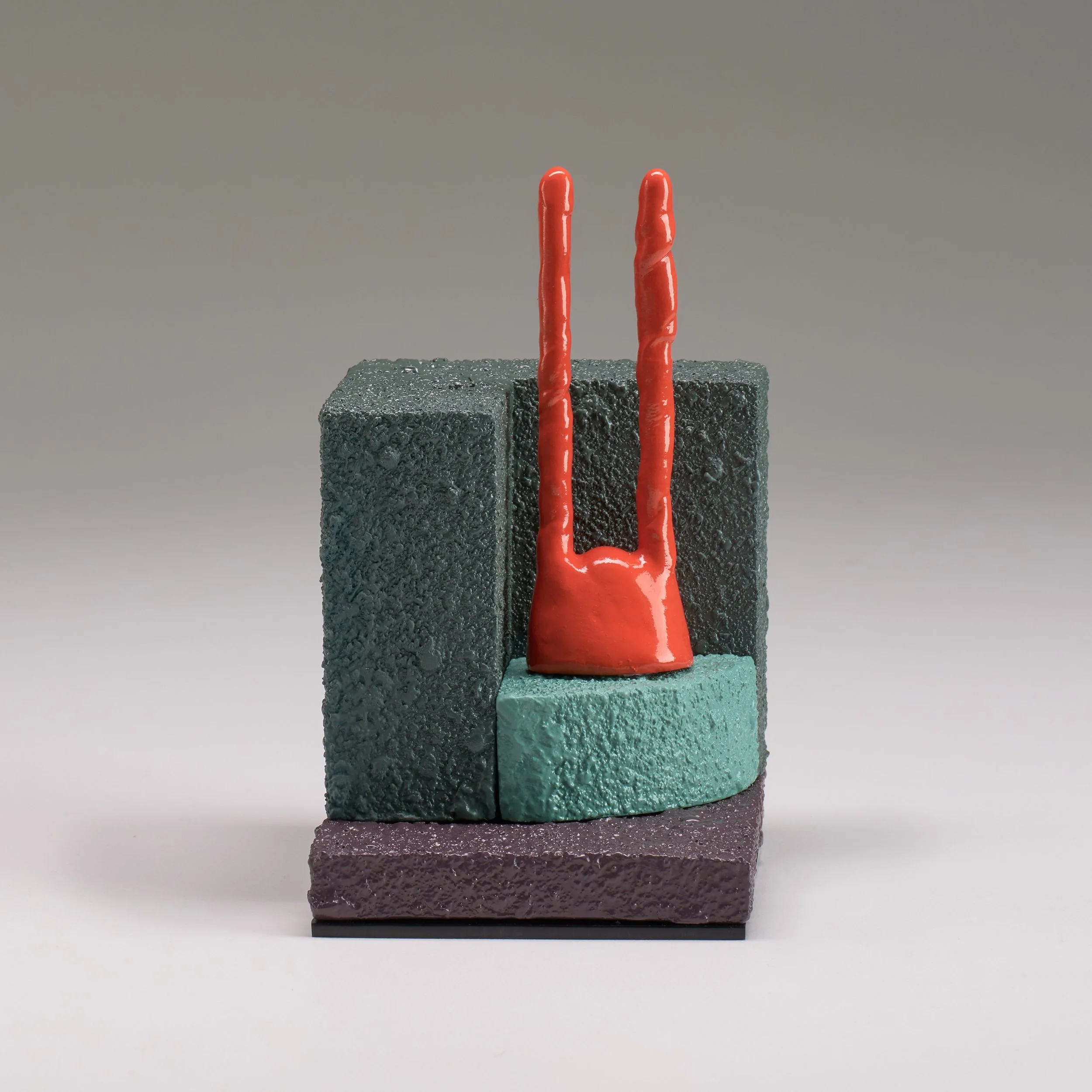 Needy Weasel, 2025 Ceramic, Porcelain, Glaze, Catalyzed Polyurethane, Epoxy Resin, Acrylic 4 3/4 x 6 3/4 x 5 3/4 in.