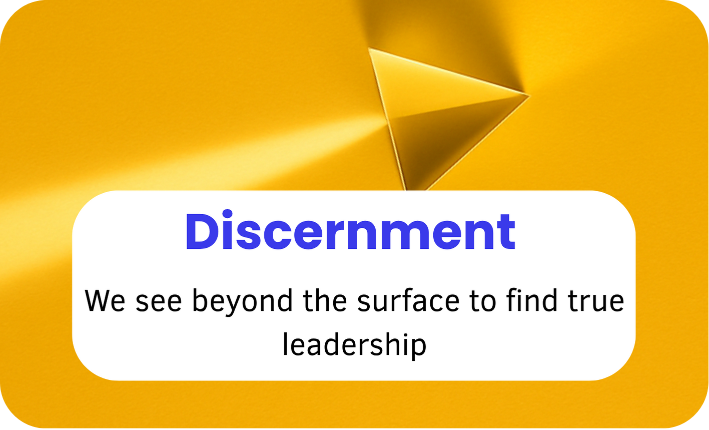 Close-up of a yellow YouTube play button with a quote about discernment, seeing beyond the surface to find true leadership.