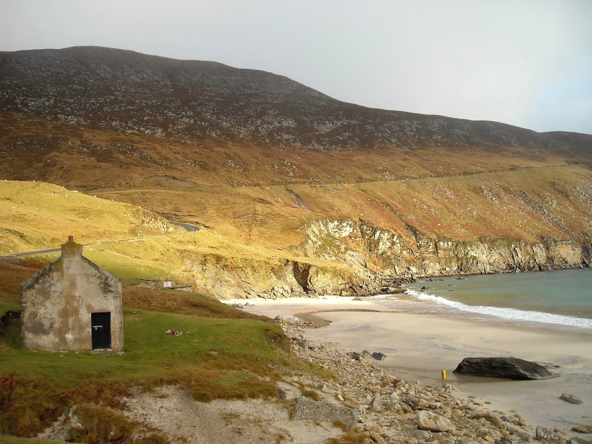 coastline of Ireland with cottage