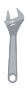 A gray adjustable wrench with an open jaw.