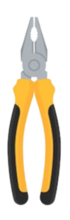 A pair of pliers with yellow and black handles.