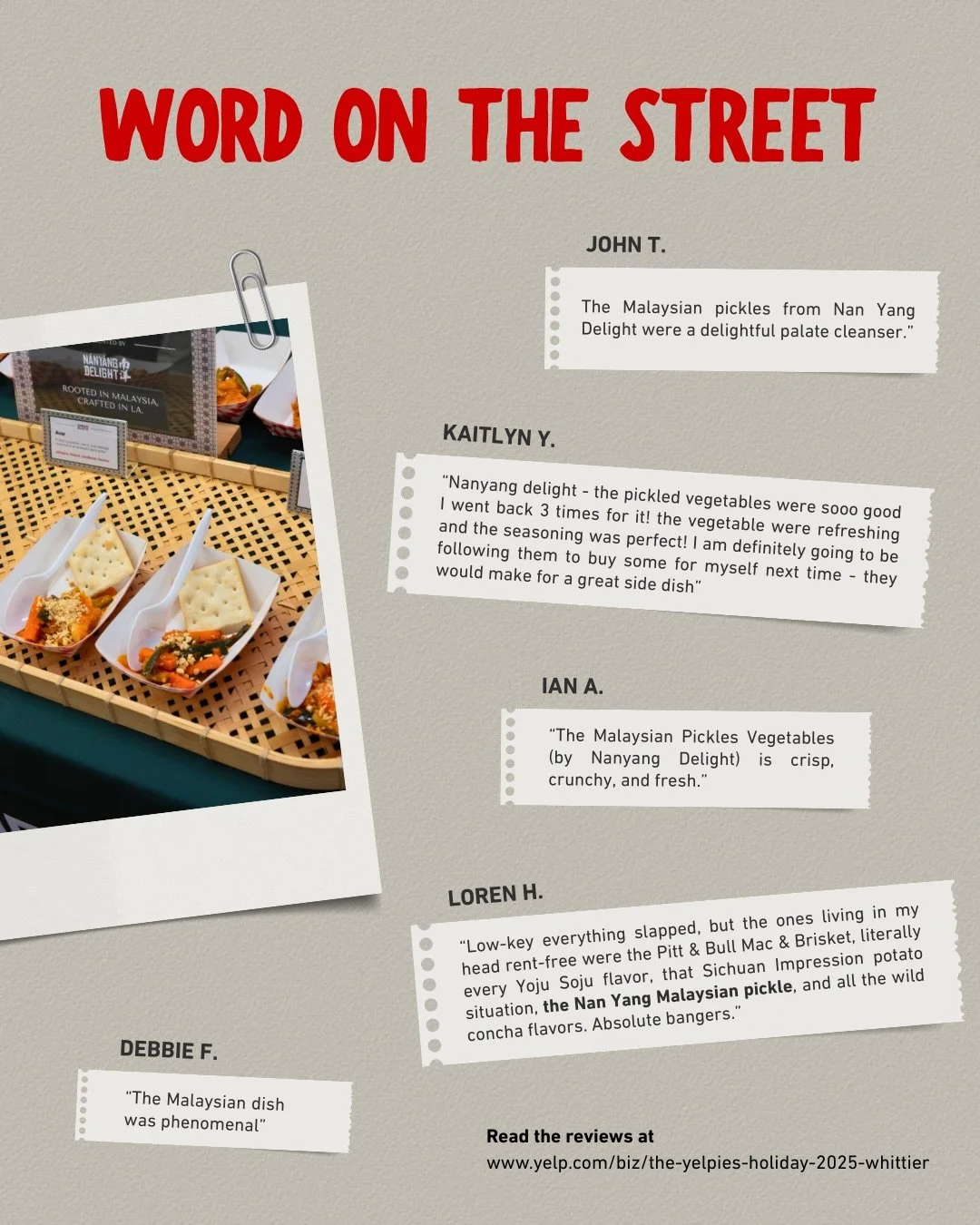 Throwback to the 2025 Yelpies Holiday Event ✨

Still smiling reading these words. Sharing Acar in person, hearing what people think, watching them go back for seconds (or thirds) is always the most rewarding part.

Huge shoutout to my friend Nathan f