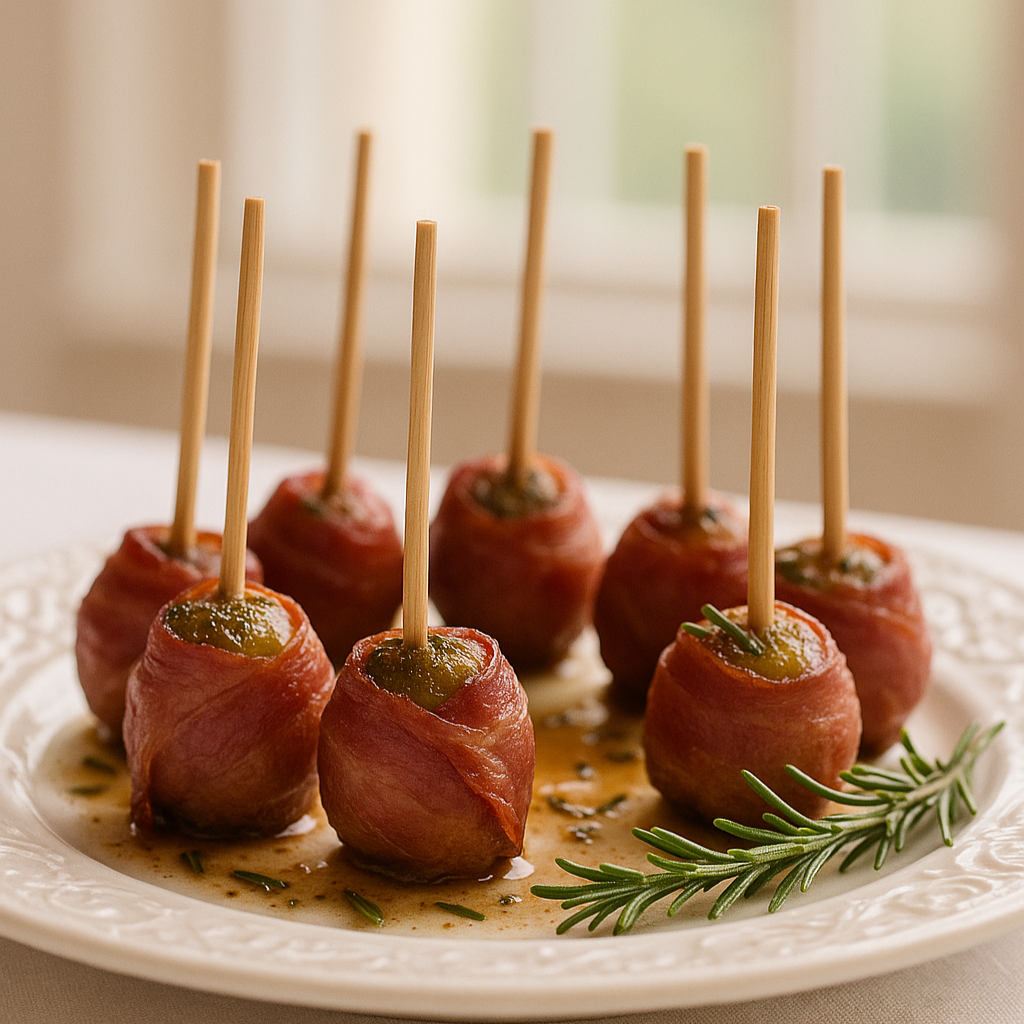 Keto Prosciutto-Wrapped Brussels Sprout “Lollipops” with Rosemary Browned Butter Drizzle 