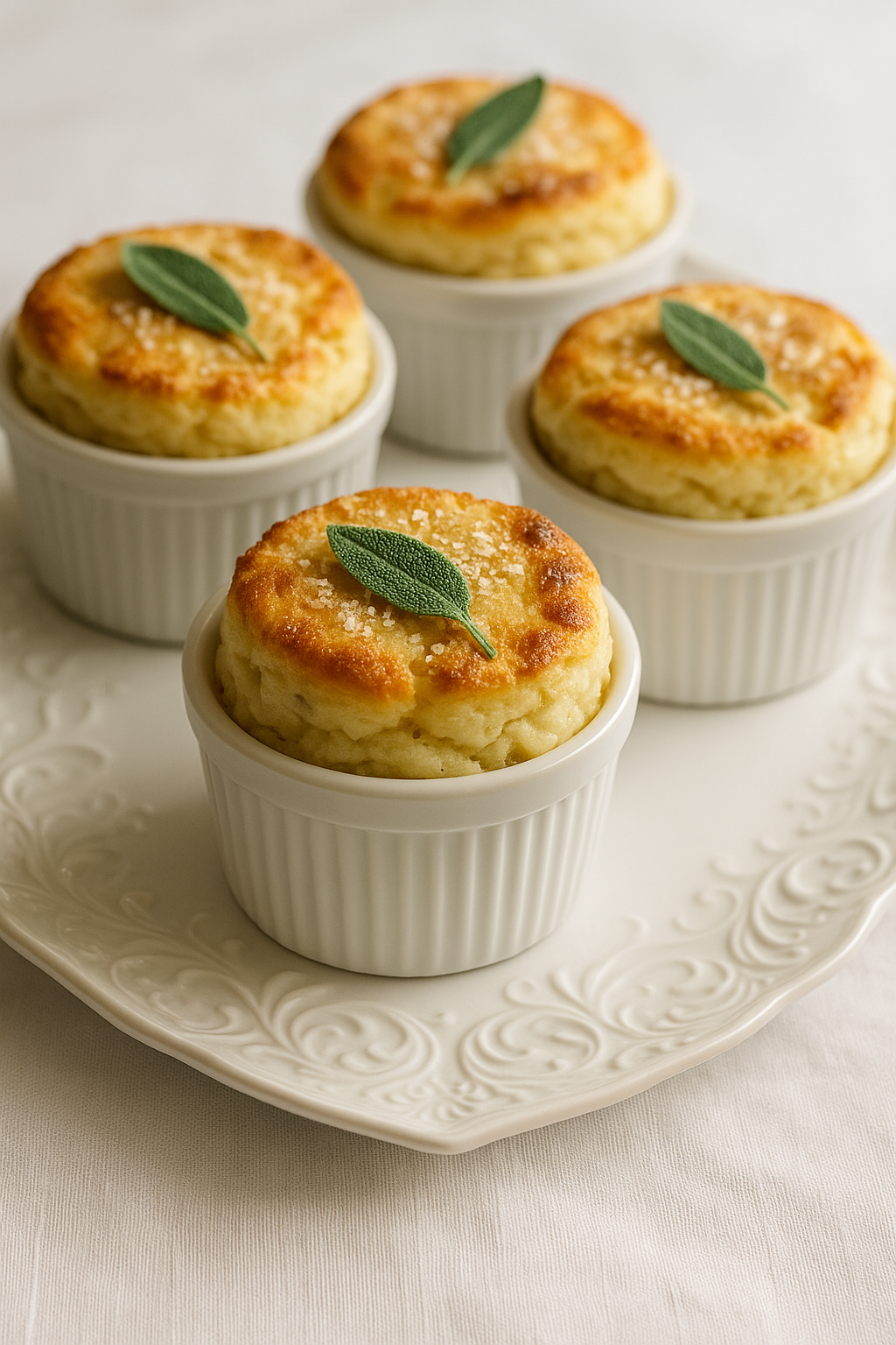 Keto Caramelized Shallot &amp; Sage Parmesan Soufflé Cups