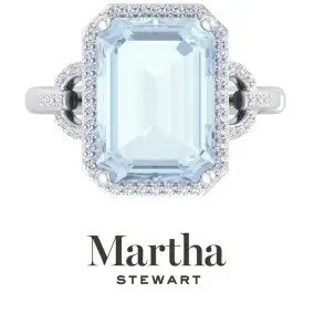 Large emerald-cut Aquamarine and diamond ring from the Martha Stewart Collection of fine jewelry