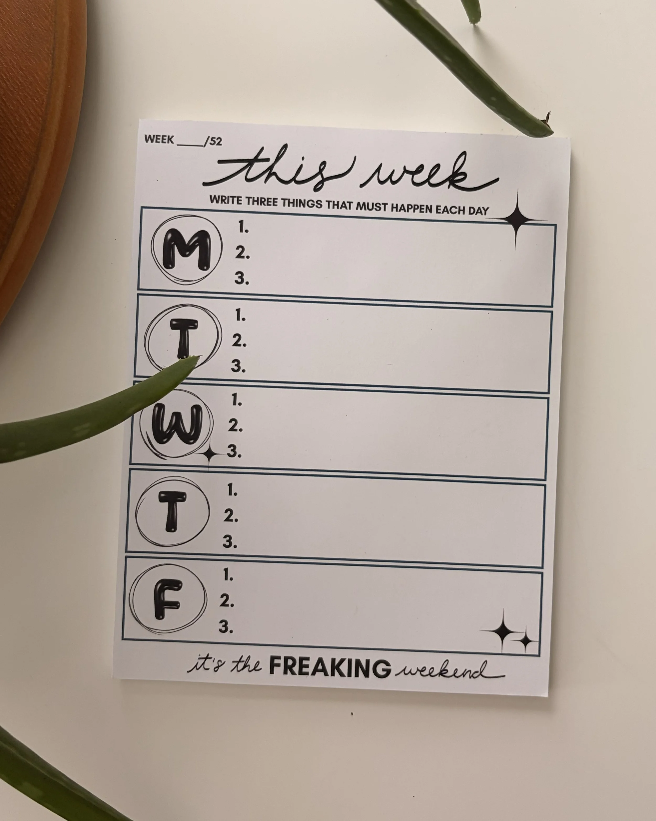 Monday Through Friday Weekly Notepad