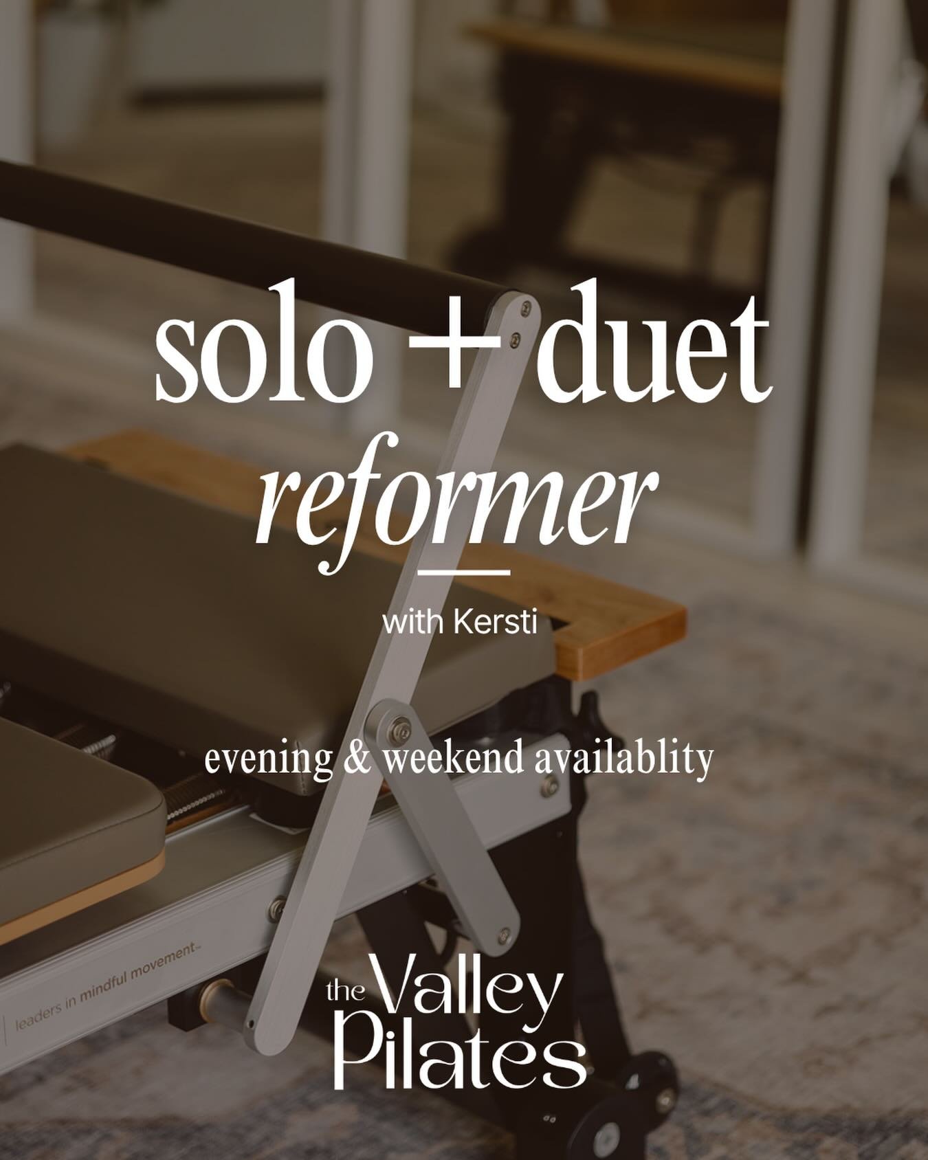 Reformer sessions are now open for early mornings, evenings, and weekends. @kerstimakes schedule is live on Momence. Book solo or grab a friend for a duet.