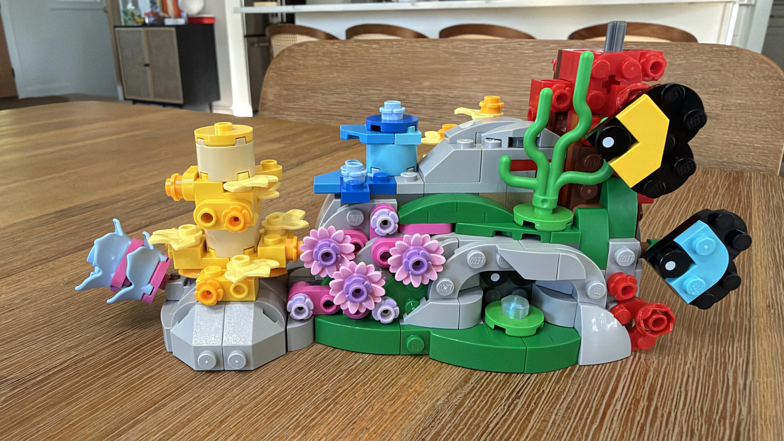 Colorful LEGO coral reef with plants and underwater details from the Sea Turtle Family alternate build