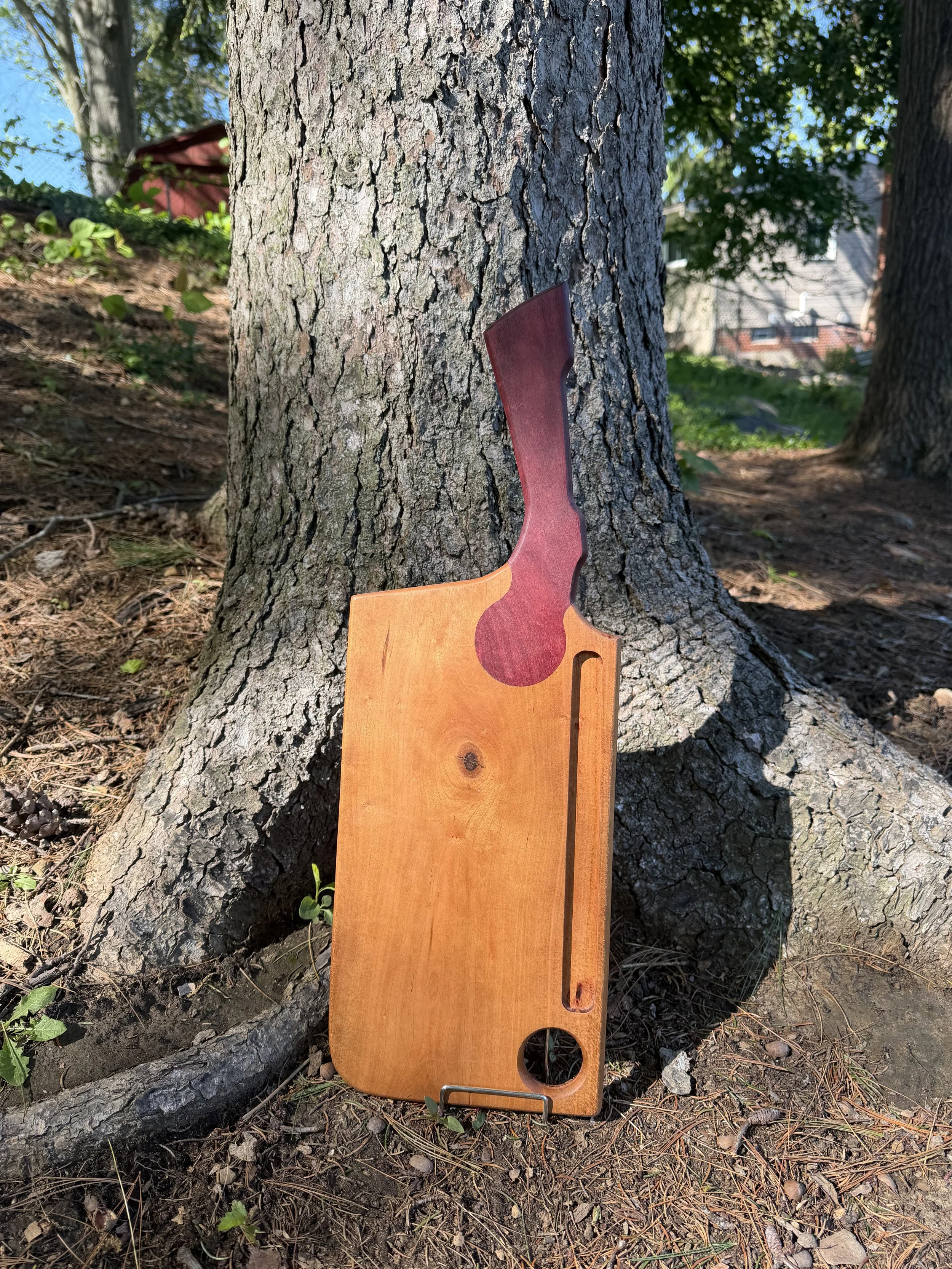 Cleaver Cutting Board ( Cherry & Purple Heart Rounded edge)