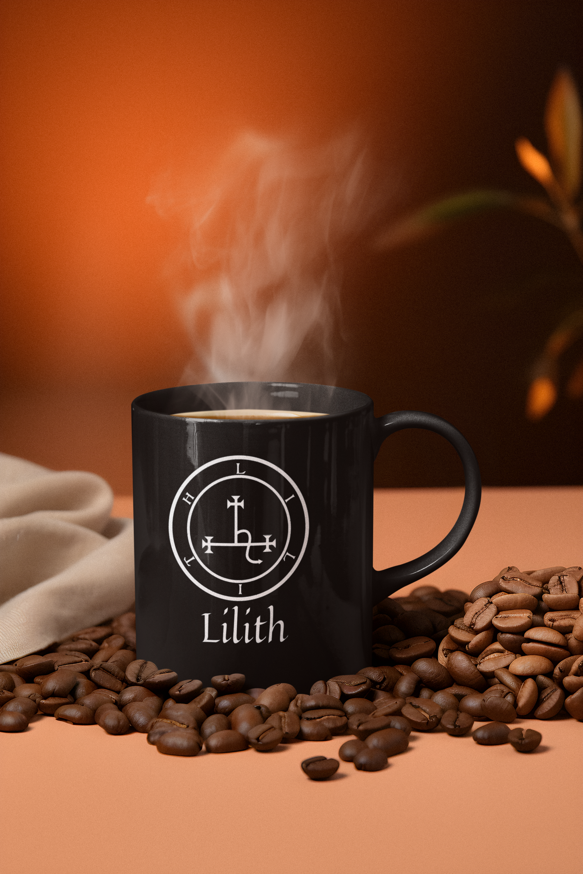 Lilith Sigil Mug: Occult Pagan Black Ceramic Coffee Cup