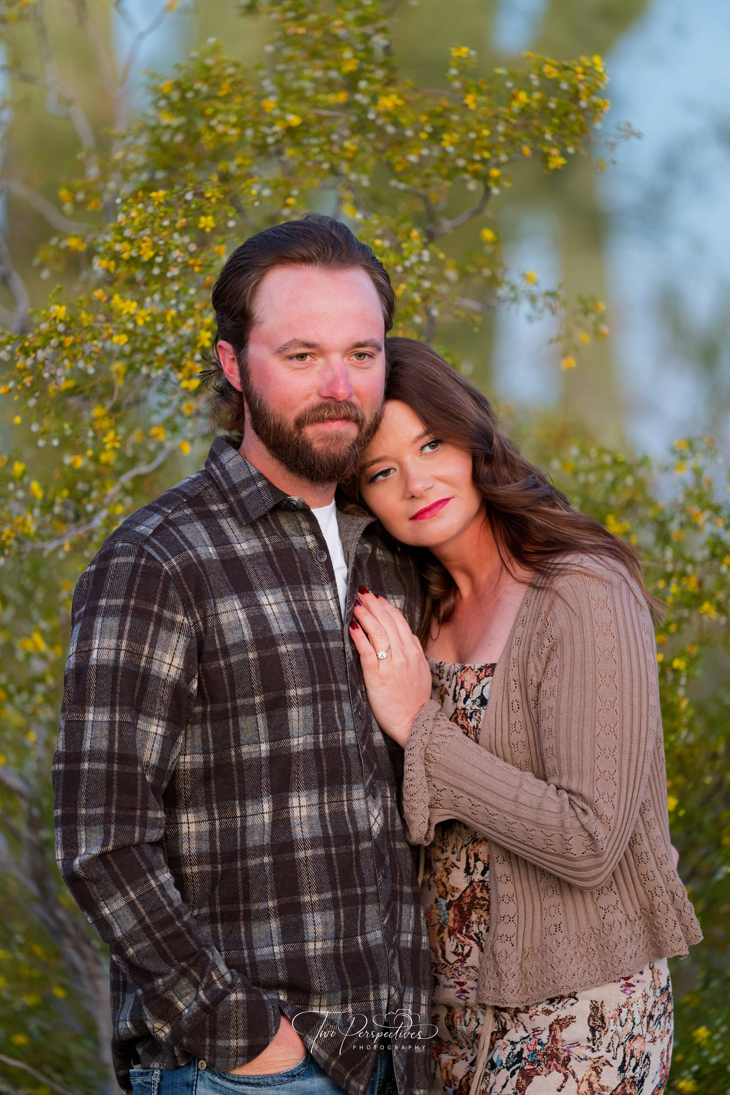 Couple portrait Saguaro National Park Tucson, AZ Golden Hour