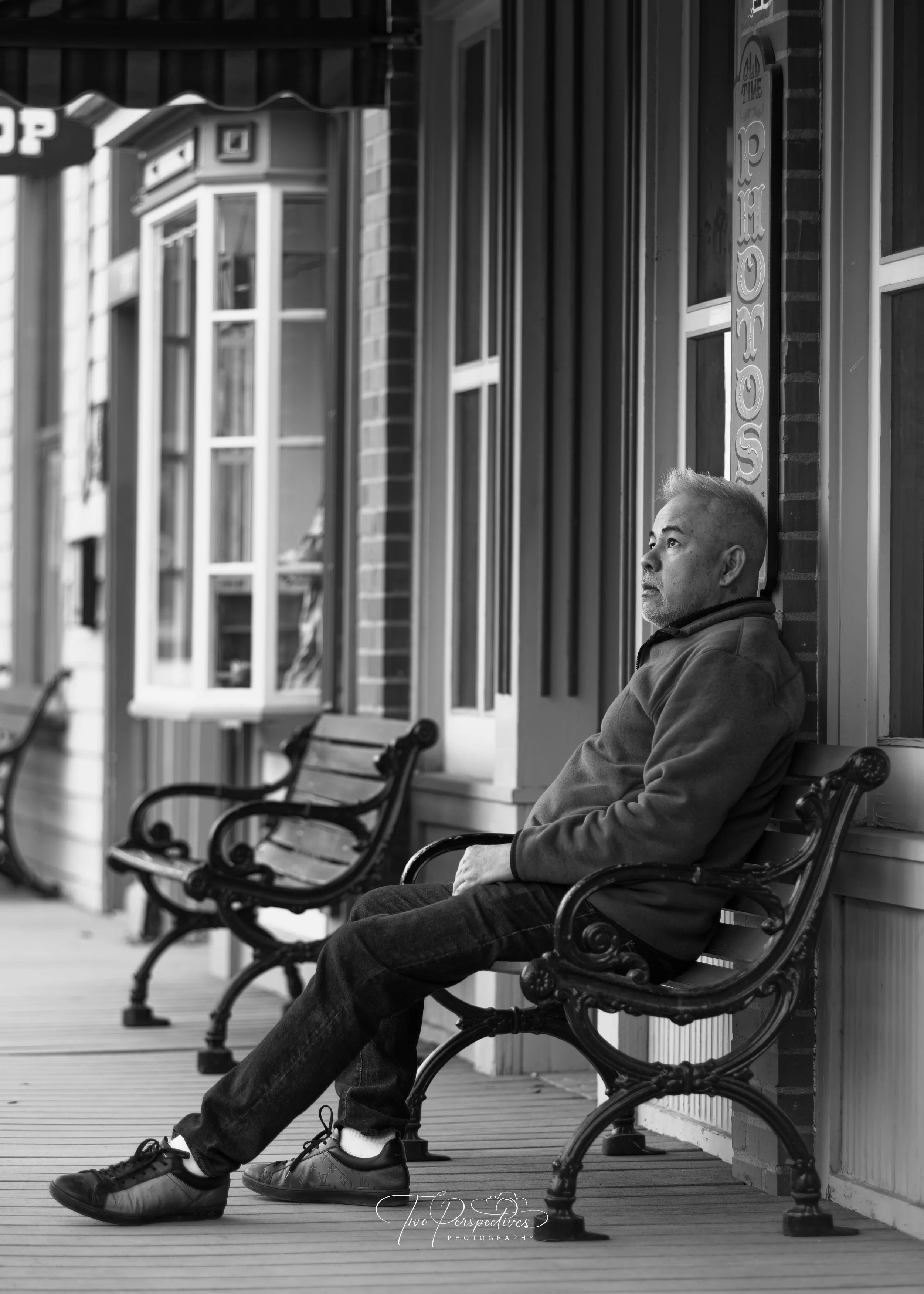Male portrait Trail Dust Town Tucson, AZ Black & White