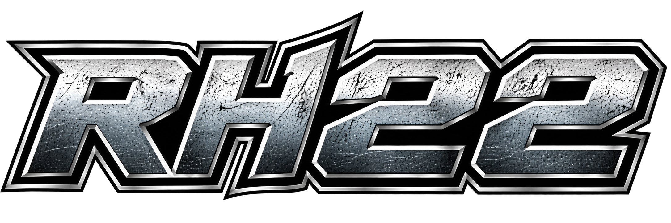 Metallic text logo that reads 'RACE' with a cracked surface texture and black background.  Rhinoceros RH22 Mini Excavator
