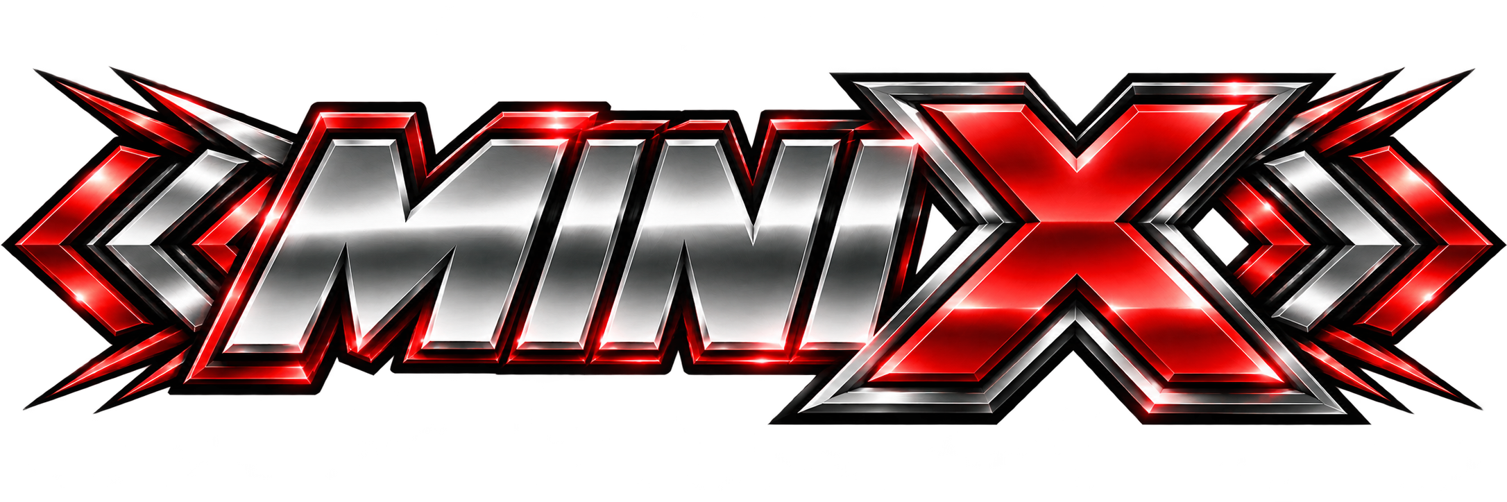 Logo for the television show and video game series 'X-Men X' with metallic silver and red colors and sharp geometric design.