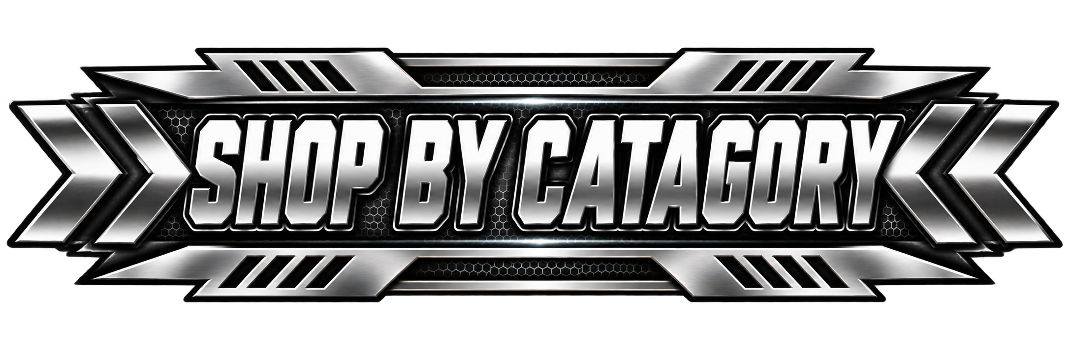 Futuristic metallic logo for 'Ship B Characks' with a bold, stylized font and arrow designs on either side, set against a textured black background.