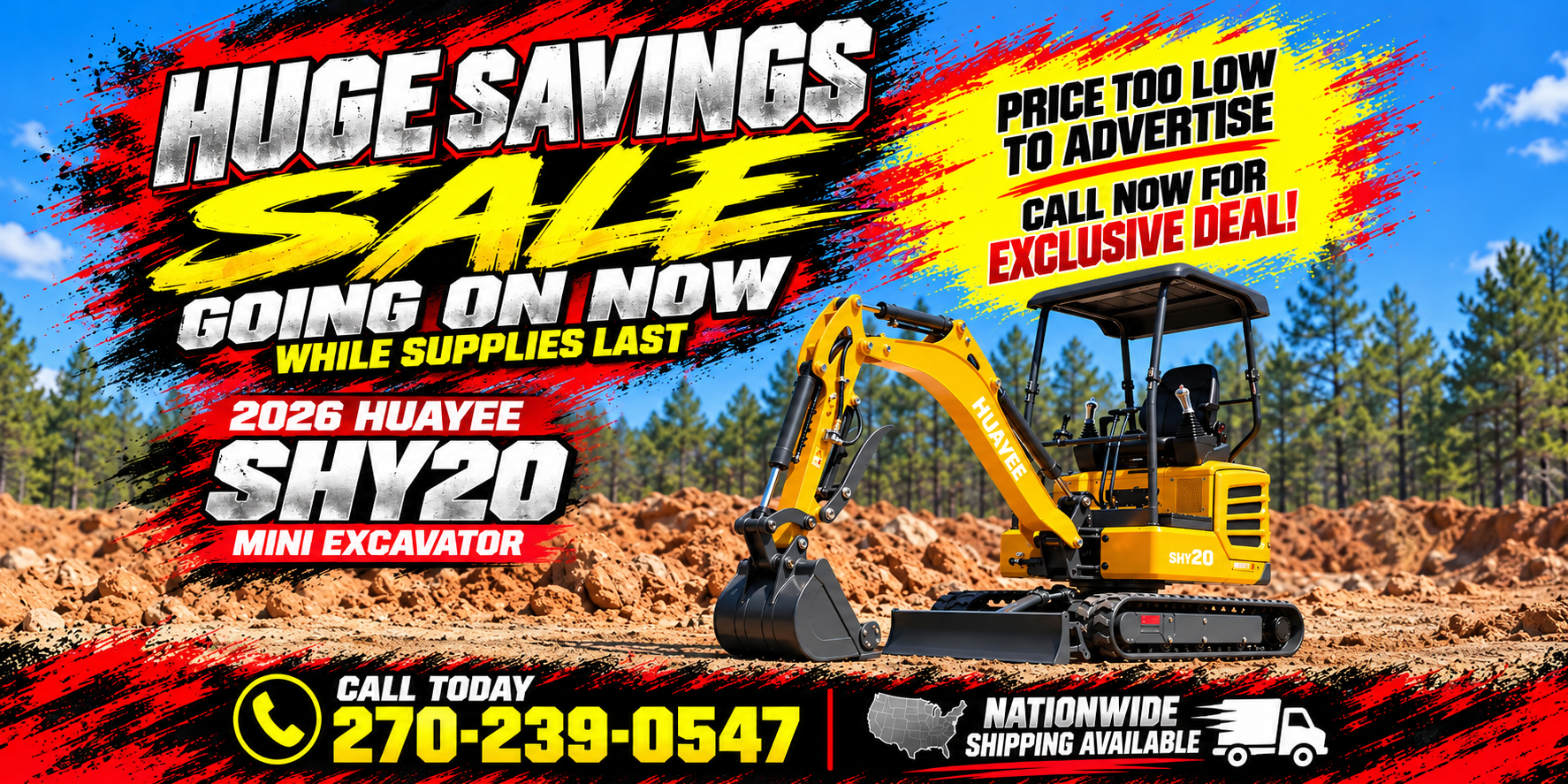 huayee shy20 mini excavator on sale fall discount at anc sales llc in scottsville ky lowest price guarntee
