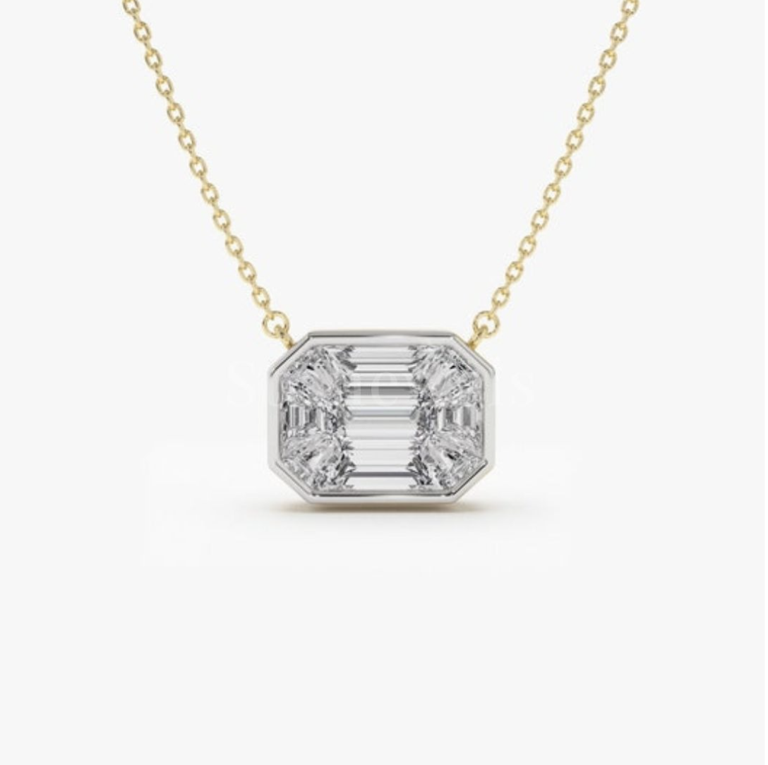 emerald brilliant cut diamond necklace