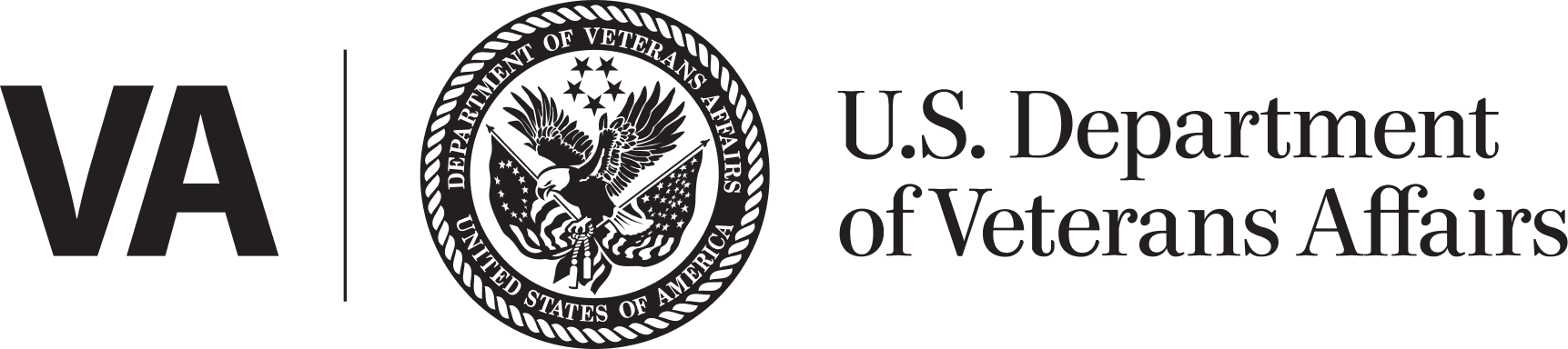 VA emblem with eagle and shield, next to text that says 'U.S. Department of Veterans Affairs'.