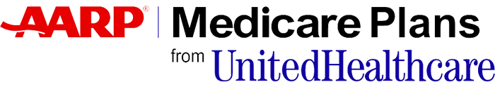 A logo with AARP in red, Medicare Plans from UnitedHealthcare in black, and UnitedHealthcare in blue.